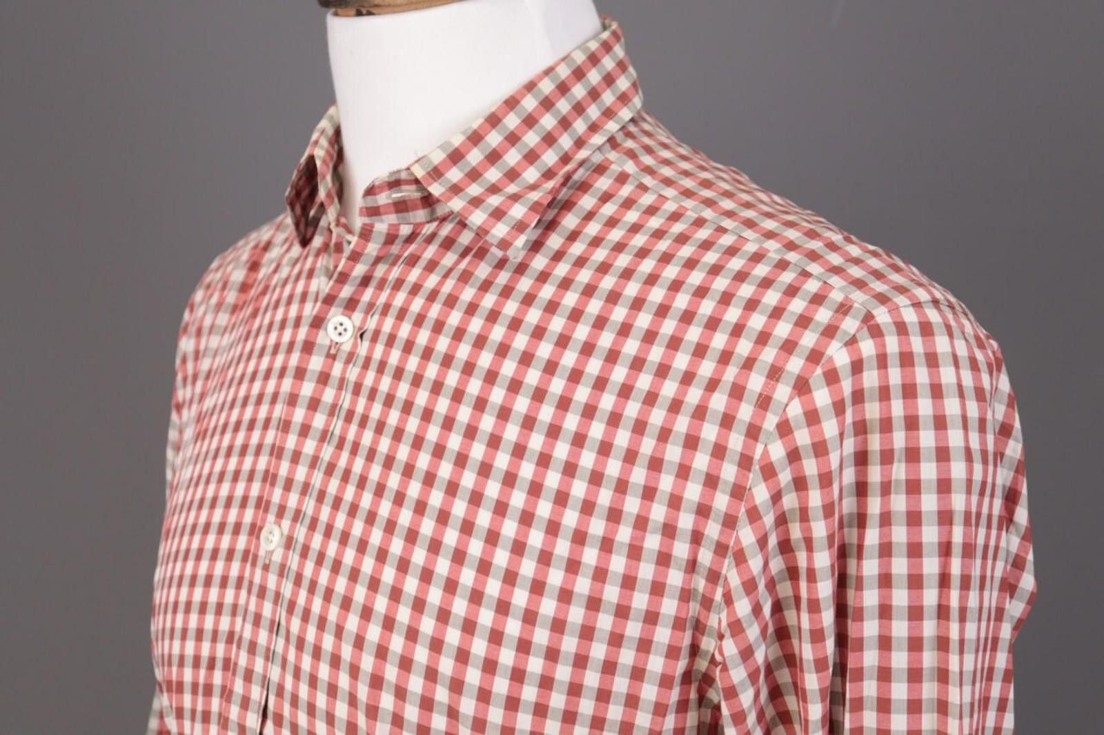 Gieves & Hawkes Red Check Dress Shirt Size M
