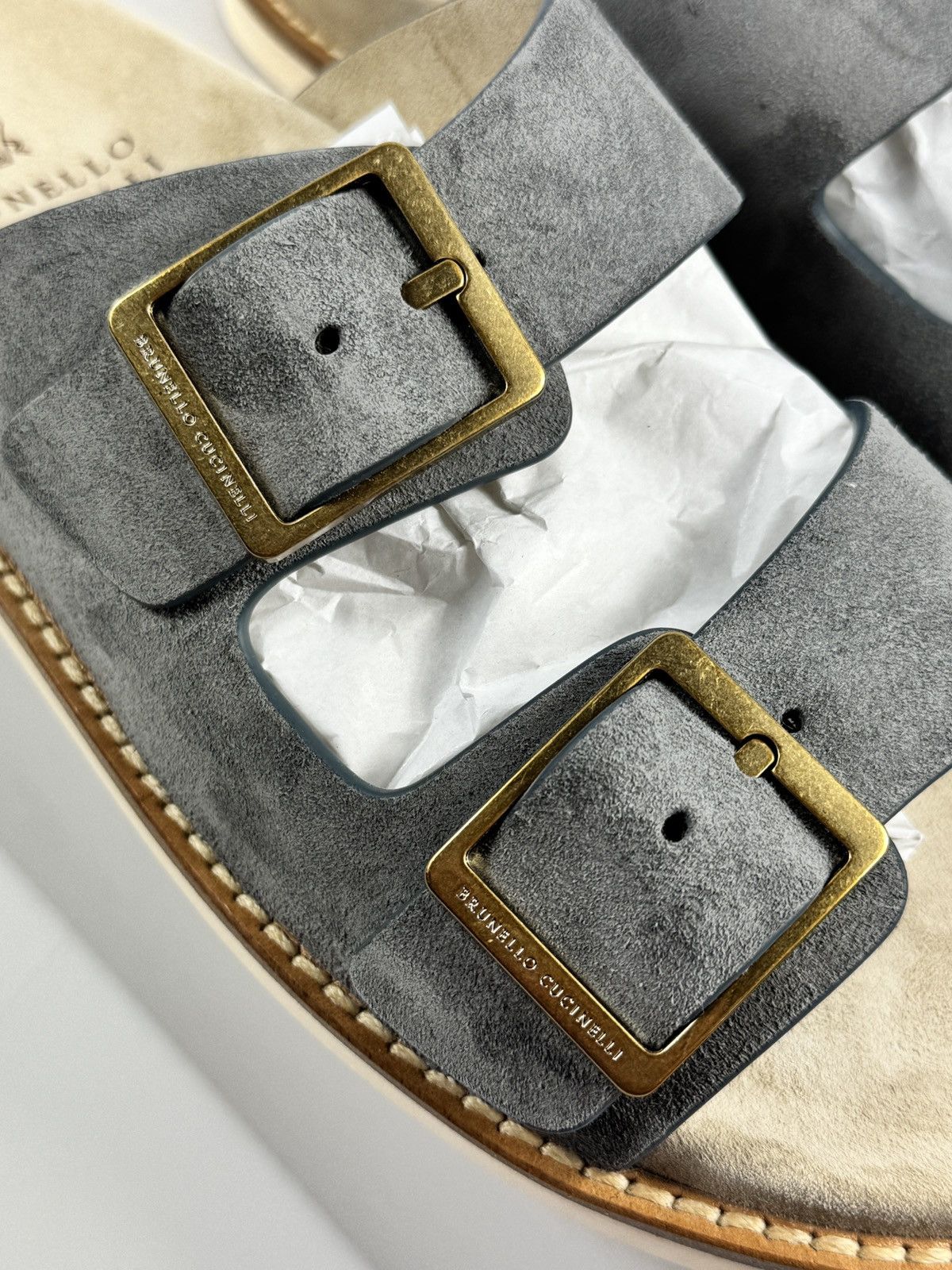 Brunello Cucinelli TWO STRAP SLIP ON SUEDE SANDALS Size US 10 / EU 43 - 2 Thumbnail