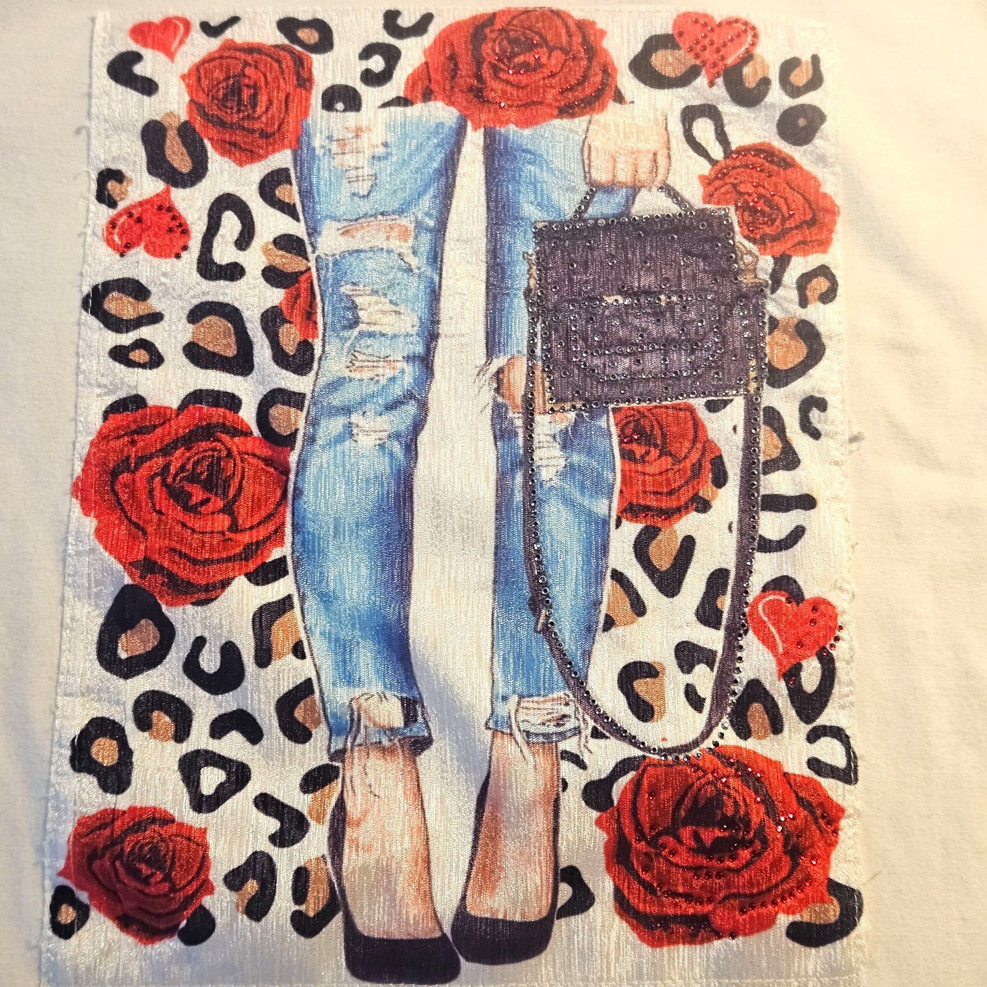 Other Why Dress Women’s Graphic Tee White M Leopard Rose Print Y2K Size M / US 6-8 / IT 42-44 - 4 Thumbnail