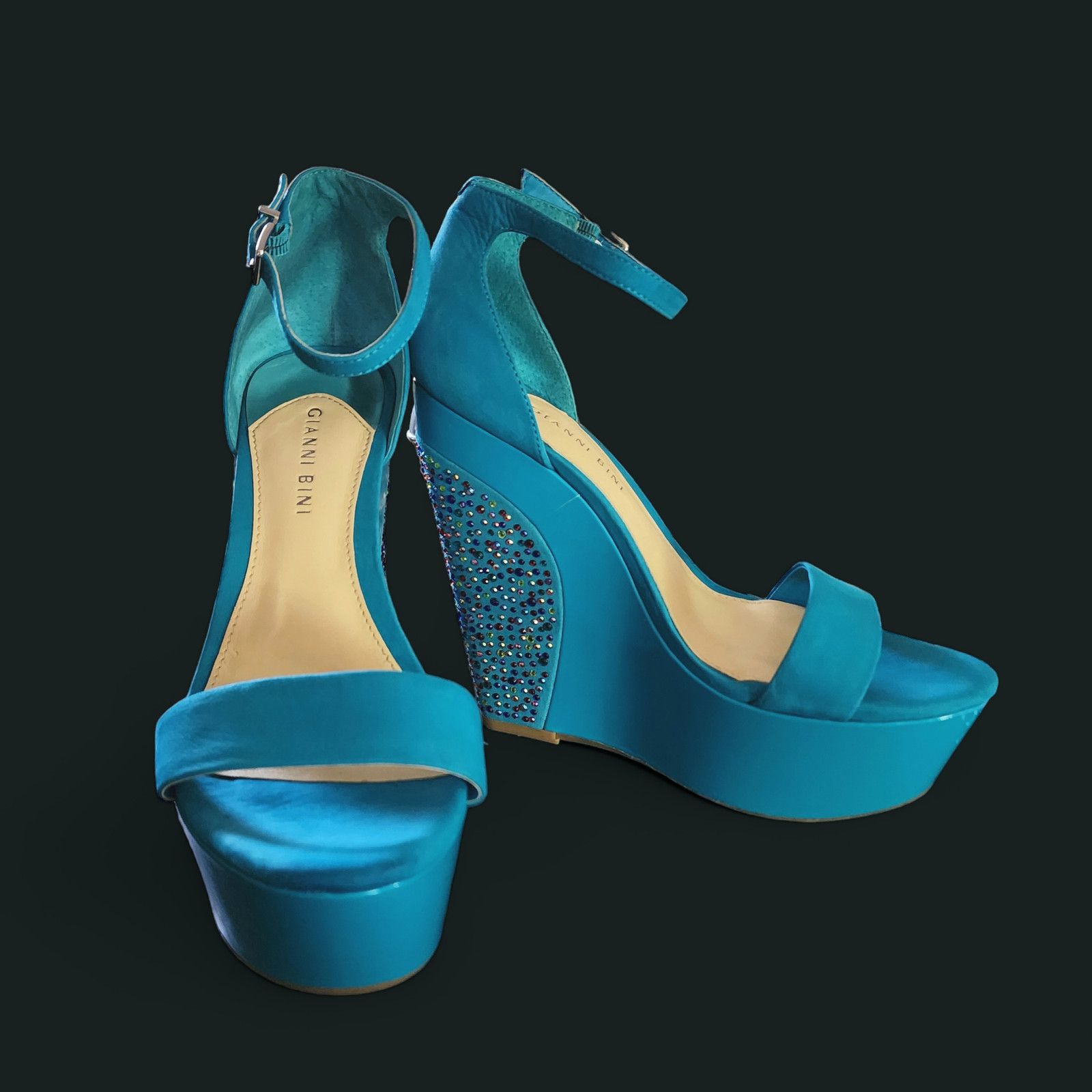 Teal wedge fashion sandals