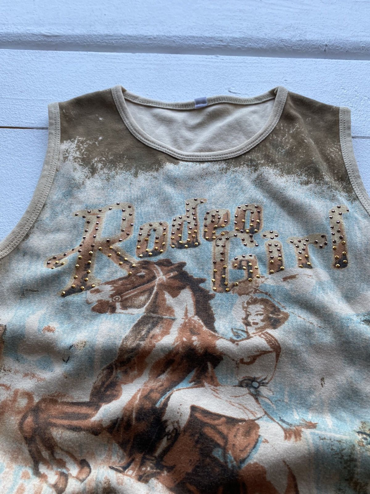 Japanese Brand × Vintage 🔥Gothic Emo Punk Rodeo Sexy Girl Art Tank Top Tee japanese Size S / US 4 / IT 40 - 4 Thumbnail