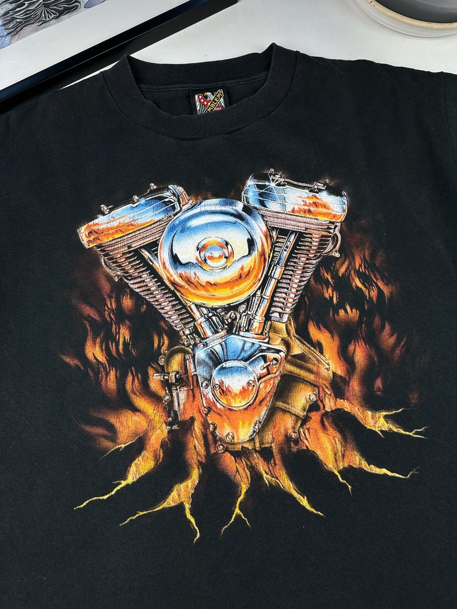 Harley Davidson Vintage 90s Harley Davidson 3D Emblem Shirt tee Size US XL / EU 56 / 4 - 2 Thumbnail