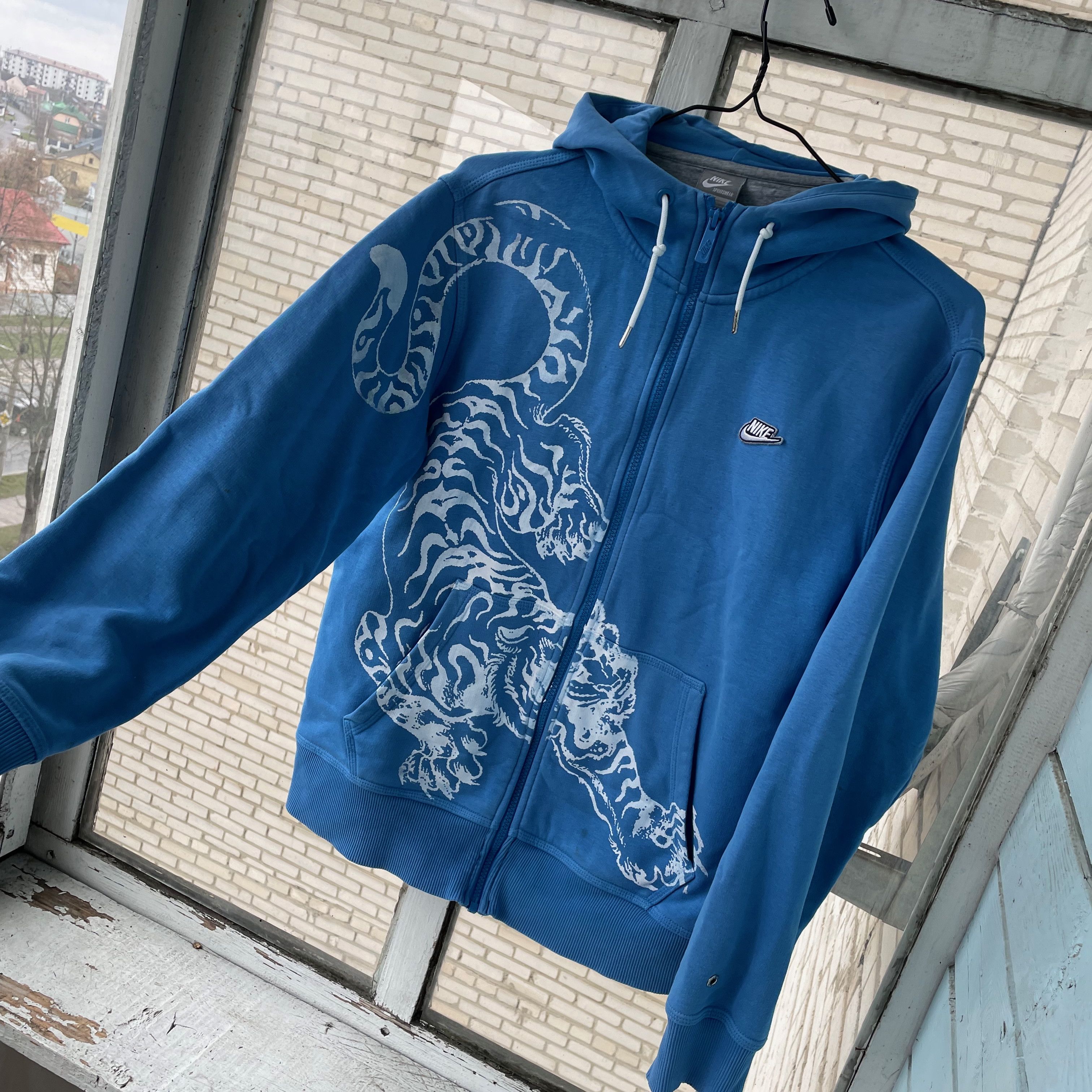 【最安値挑戦】 × Hype Nike Back Big Swoosh Double Hoodie Zip Nike Vintage × トップス
