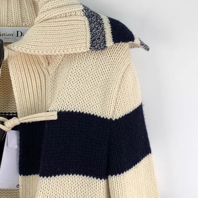 Dior Dior Colour-blocked navy collar striped wool horn buckle l Size XS / US 0-2 / IT 36-38 - 3 Thumbnail