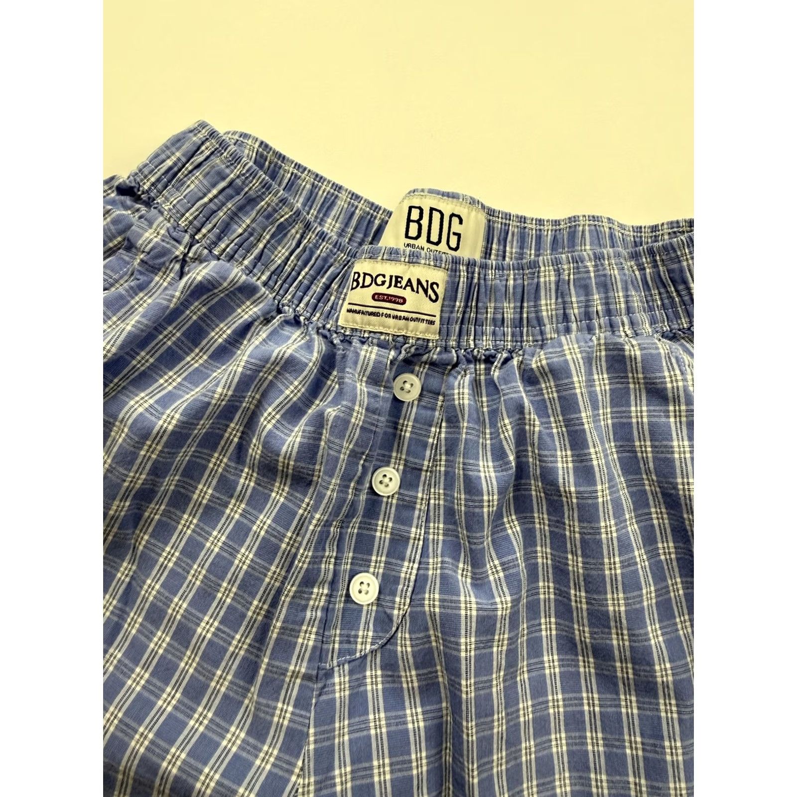 Bdg BDG Pajama Pants Mens XS Blue Gingham Cotton Lightweight Lounge Sleepwear Size US 27 - 2 Thumbnail