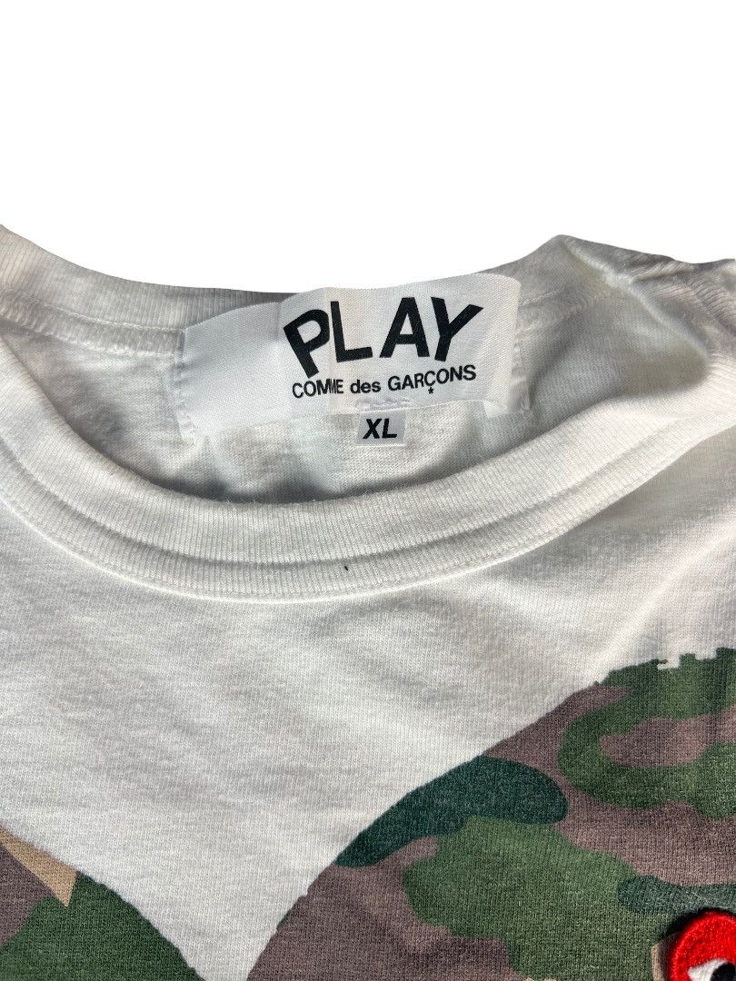Comme des Garcons Comme des Garçons PLAY Camo Heart Tee – White (XL) Size US XL / EU 56 / 4 - 2 Thumbnail