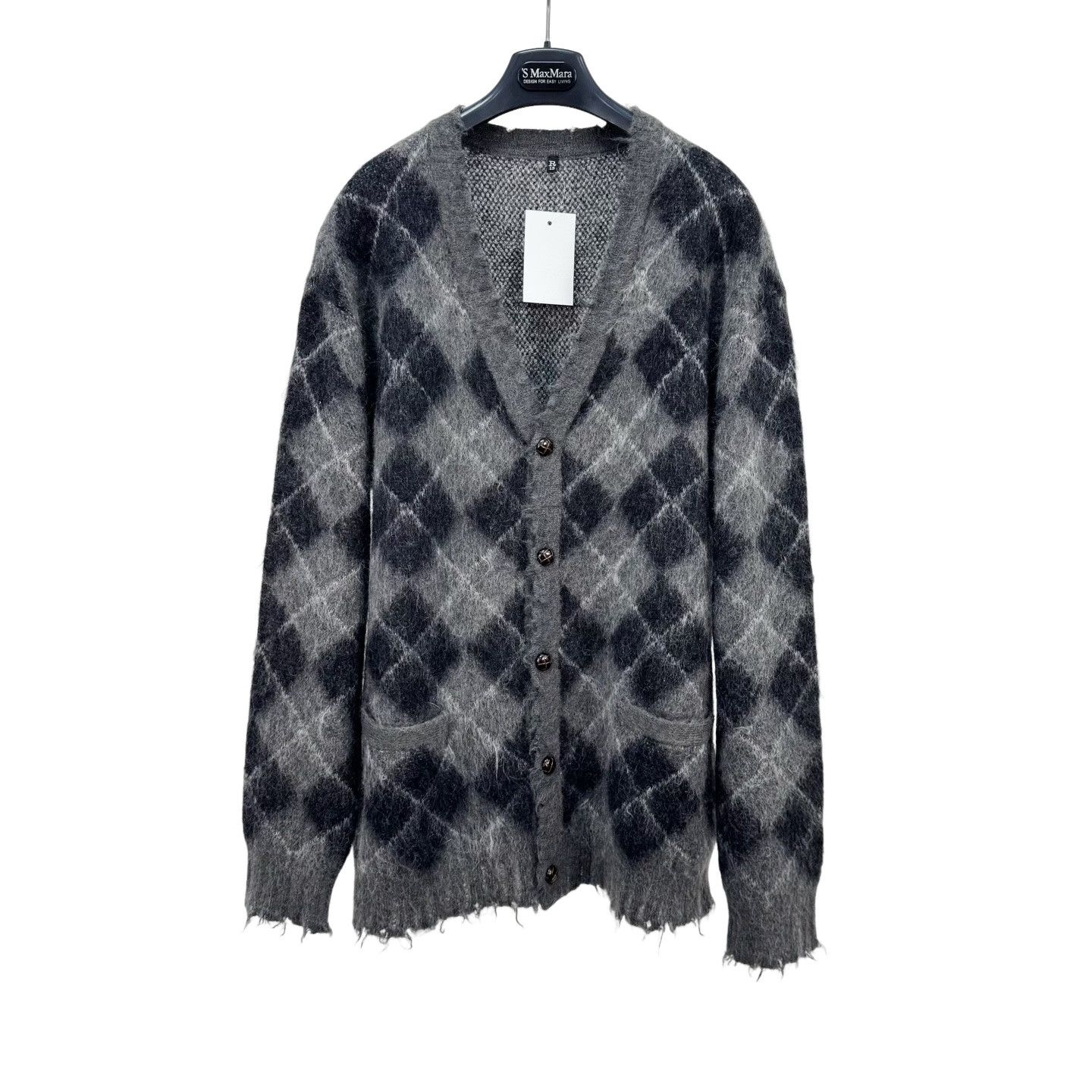 R13 R13 Distressed Argyle Mohair Cardigan S Size S / US 4 / IT 40 - 1 Thumbnail
