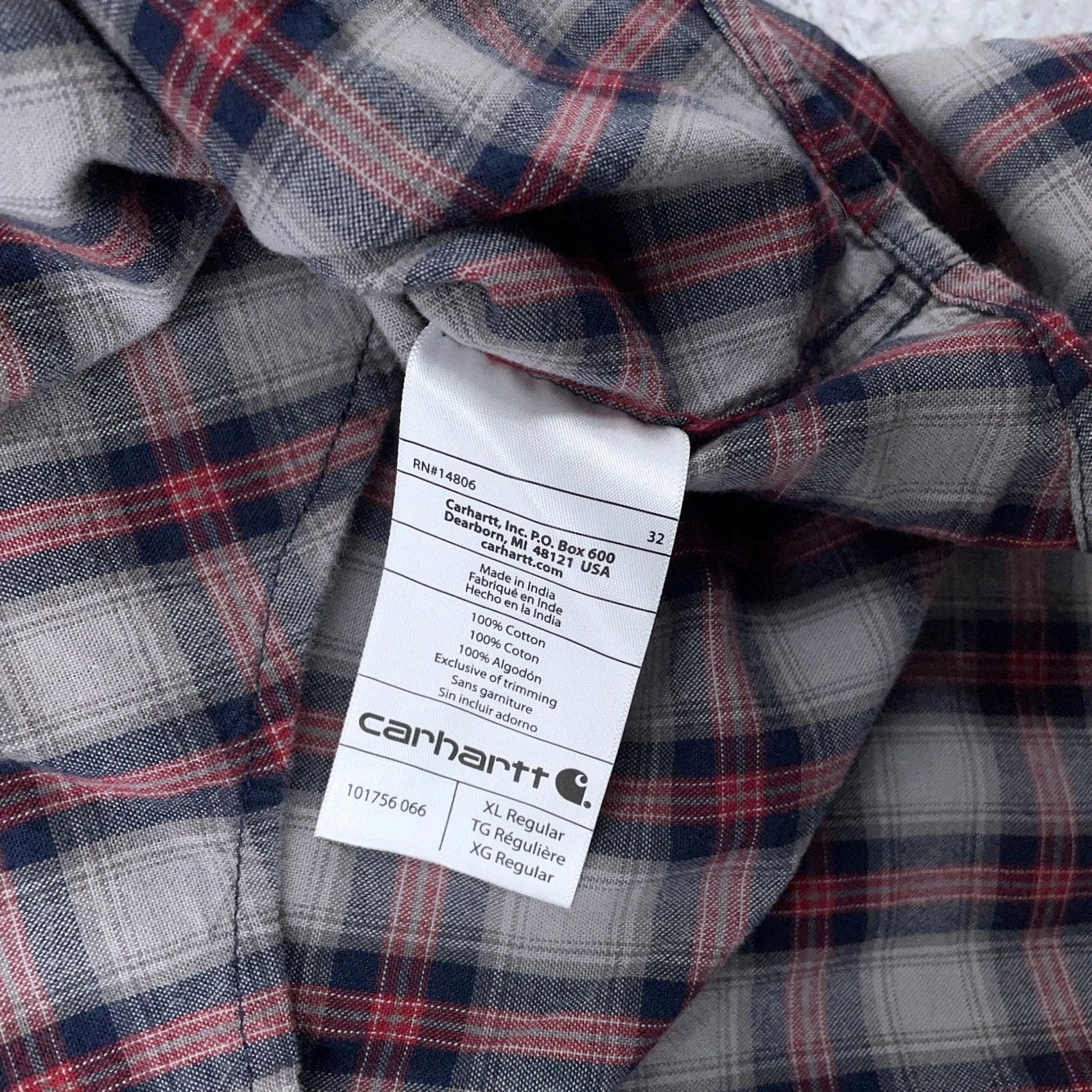 Carhartt VINTAGE Carhartt Shirt Mens XL Relaxed Fit Plaid Gray Red Button Down Long Sleeve Size US XL / EU 56 / 4 - 8 Thumbnail
