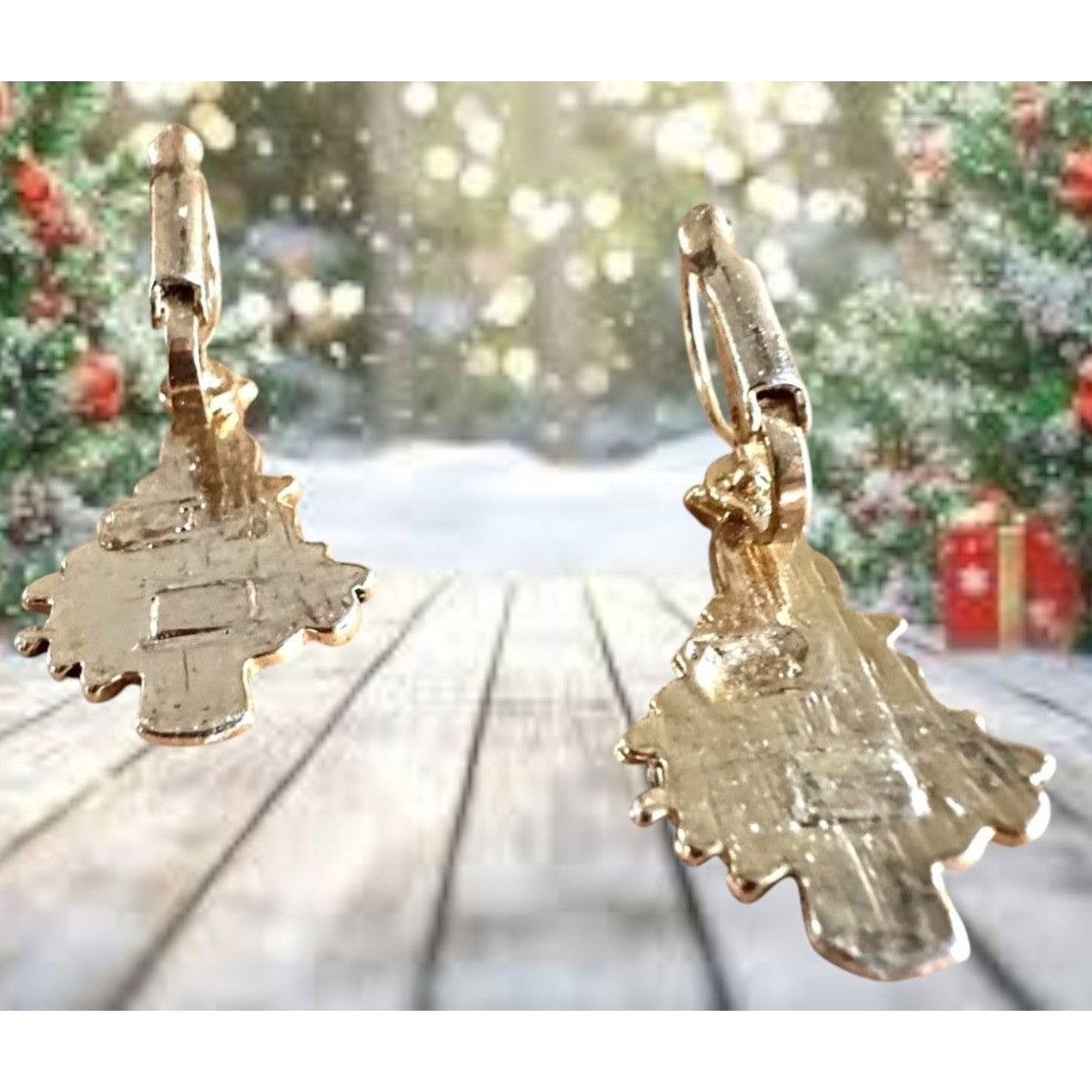 Handmade Vintage Christmas Tree Earrings Star Topper Gold Tone Eurowi Size ONE SIZE - 8 Thumbnail