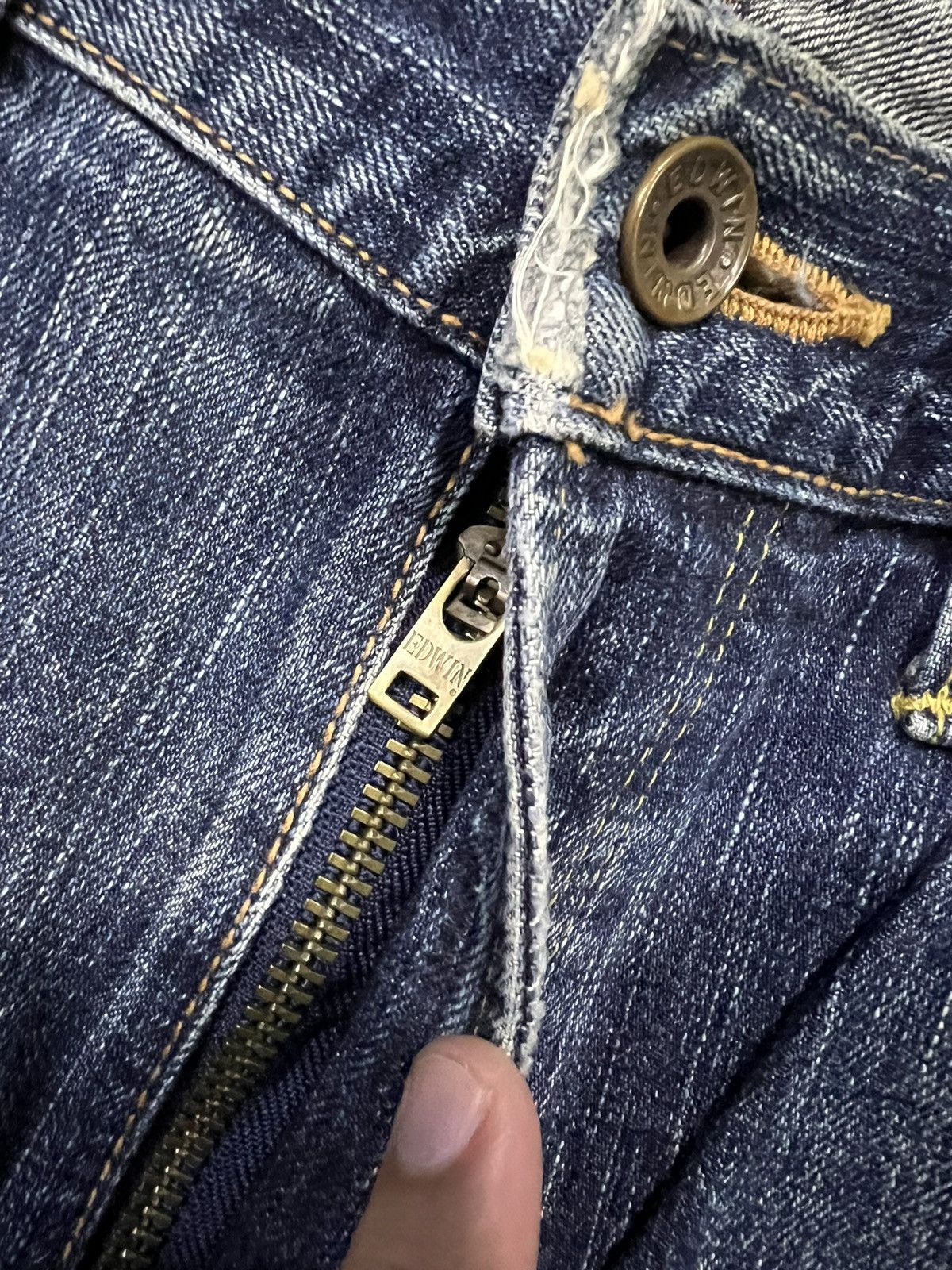 Edwin × Japanese Brand VINTAGE EDWIN 505zx SELVEDGE DISTRESSED DENIM Size US 33 - 12 Thumbnail