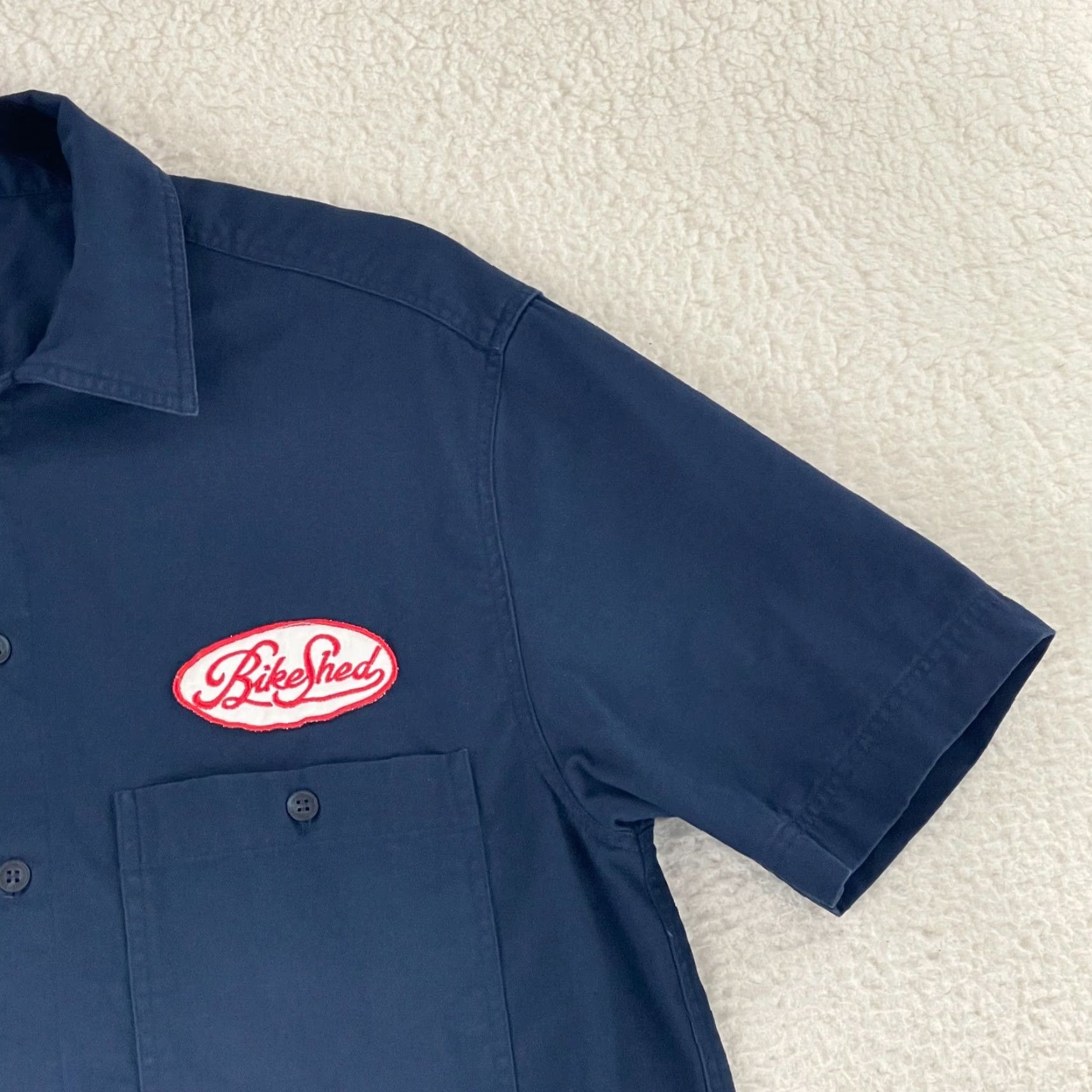 Garage Bike Shed Motorcycle Club Blue Garage Patch Shirt Mens Button-Up Size Small Size US S / EU 44-46 / 1 - 4 Thumbnail