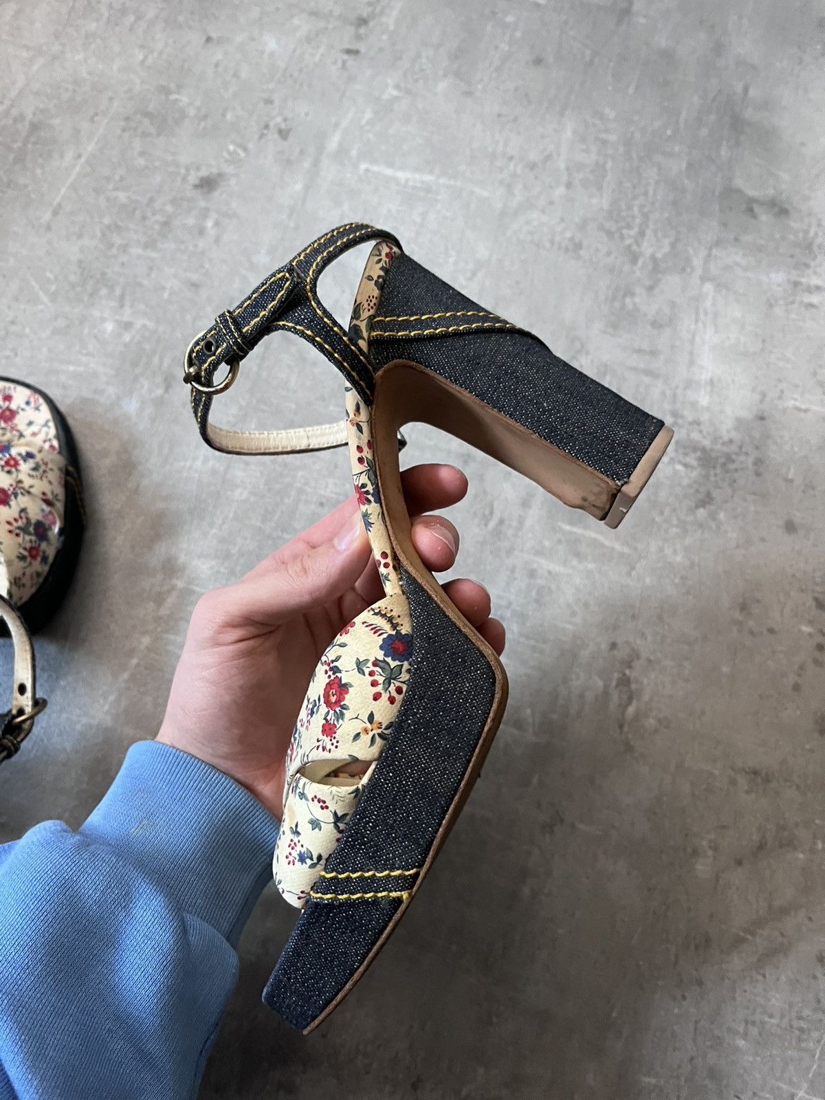 Miu Miu Miu Miu 90s floral heels denim platforms Size US 10 / IT 40 - 13 Thumbnail