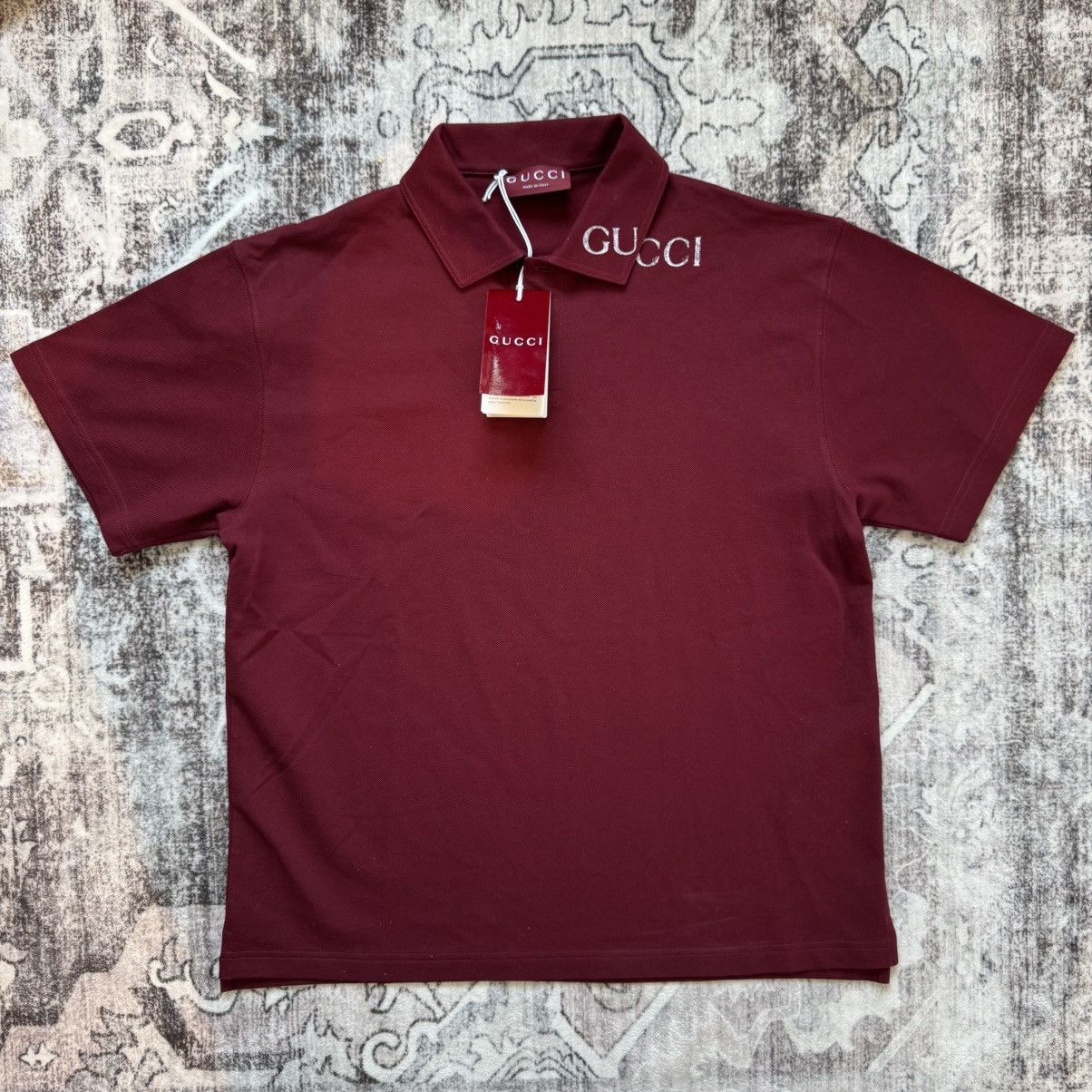 Gucci Gucci Collar Logo Polo Burgundy Size US L / EU 52-54 / 3 - 1 Thumbnail