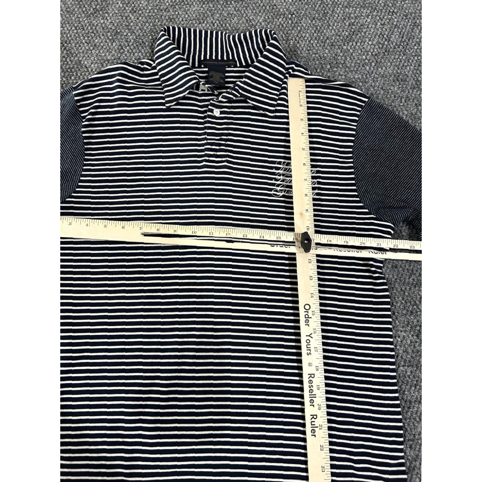 Vintage Le Jean de Marithé + François Girbaud Polo Shirt Mens 2XL Blue Striped Cotton Shirt Size US XXL / EU 58 / 5 - 3 Thumbnail
