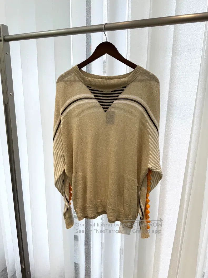 Loewe Loewe Color Blocked Fringe Linen Long-sleeve Knit Top Size XS / US 0-2 / IT 36-38 - 1 Thumbnail