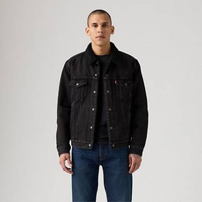 Levi's Levi's Authentic Sherpa Trucker Black Denim Jacket Size L Size US L / EU 52-54 / 3 - 2 Thumbnail