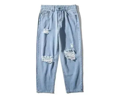 21SS Indigo Union Japan Blue Denim Distressed Pants