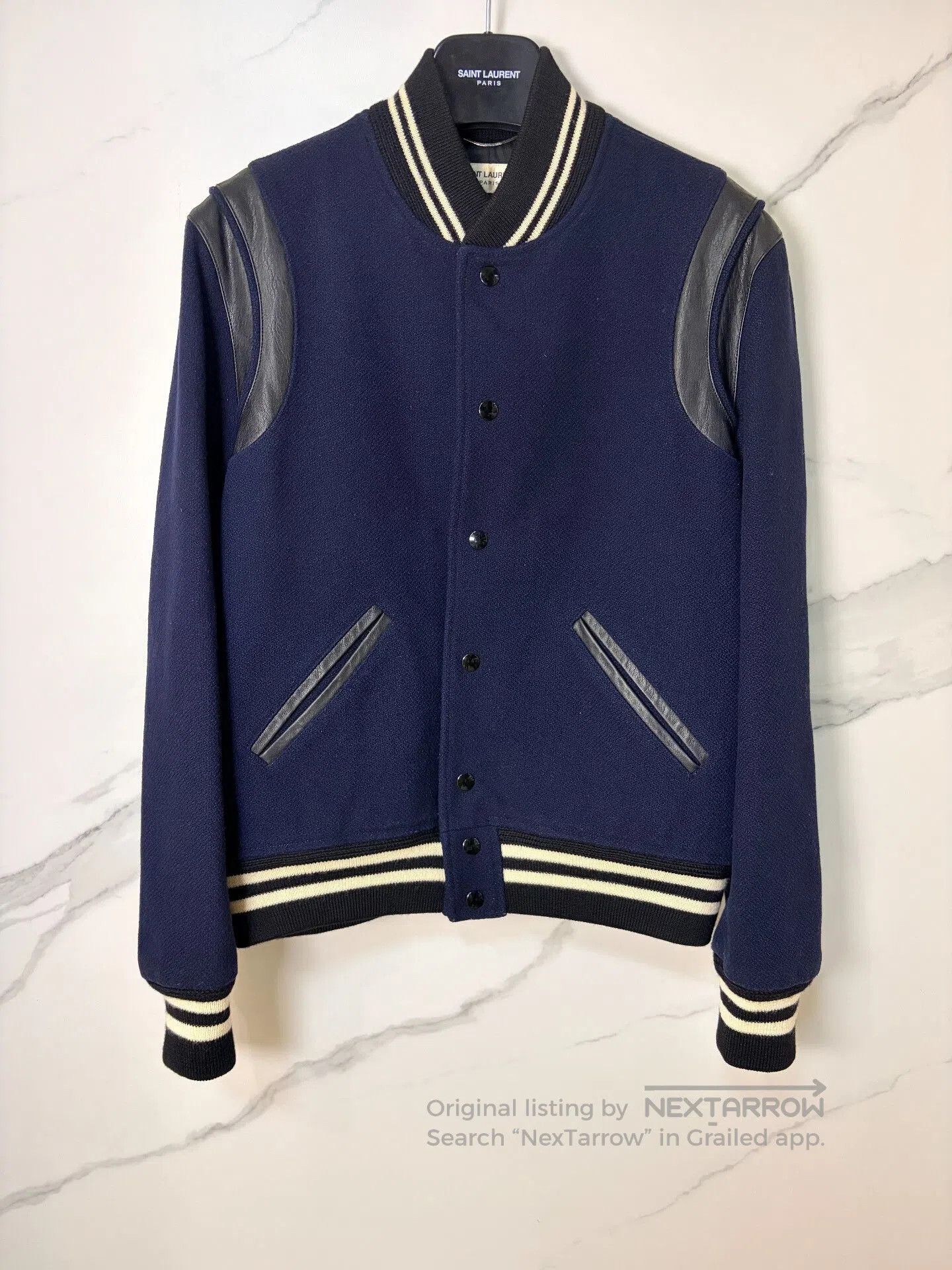 Saint Laurent Paris saint laurent navy blue baseball jacket. Size US L / EU 52-54 / 3 - 1 Thumbnail