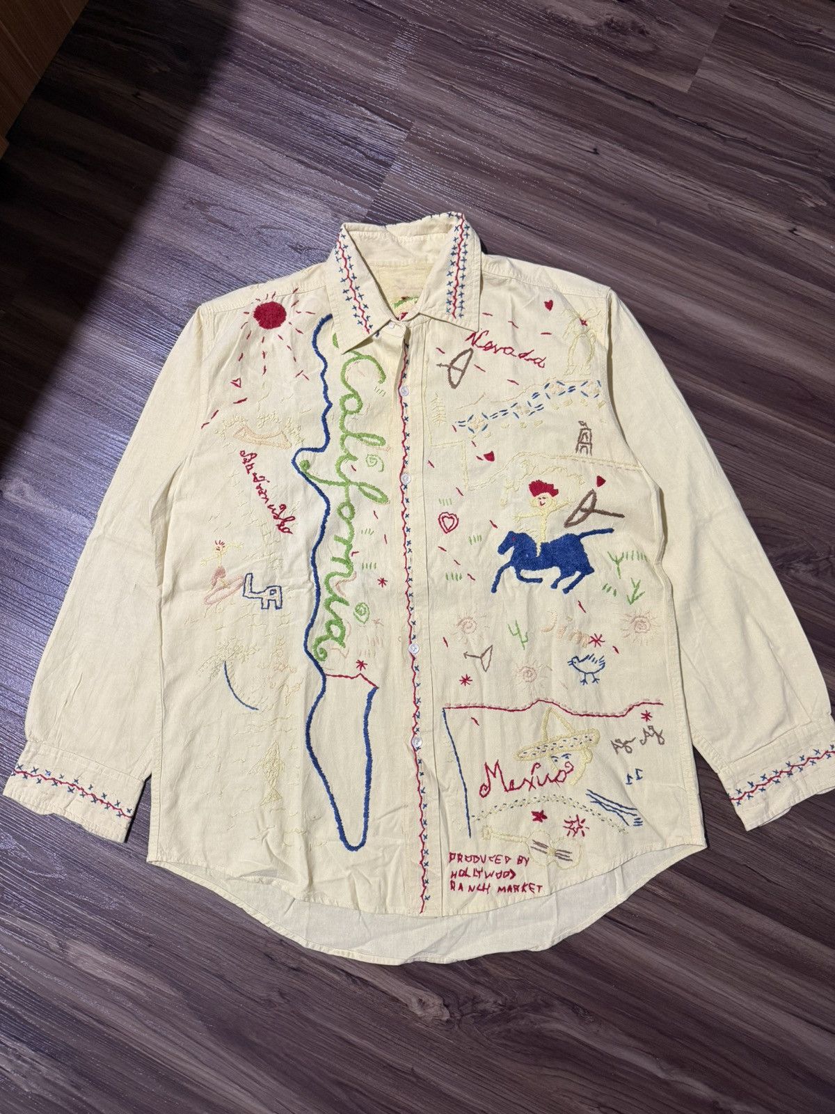HOLLYWOOD RANCH MARKET Hollywood ranch market emboidired hand stitching shirt *rare Size US XXL / EU 58 / 5 - 1 Thumbnail