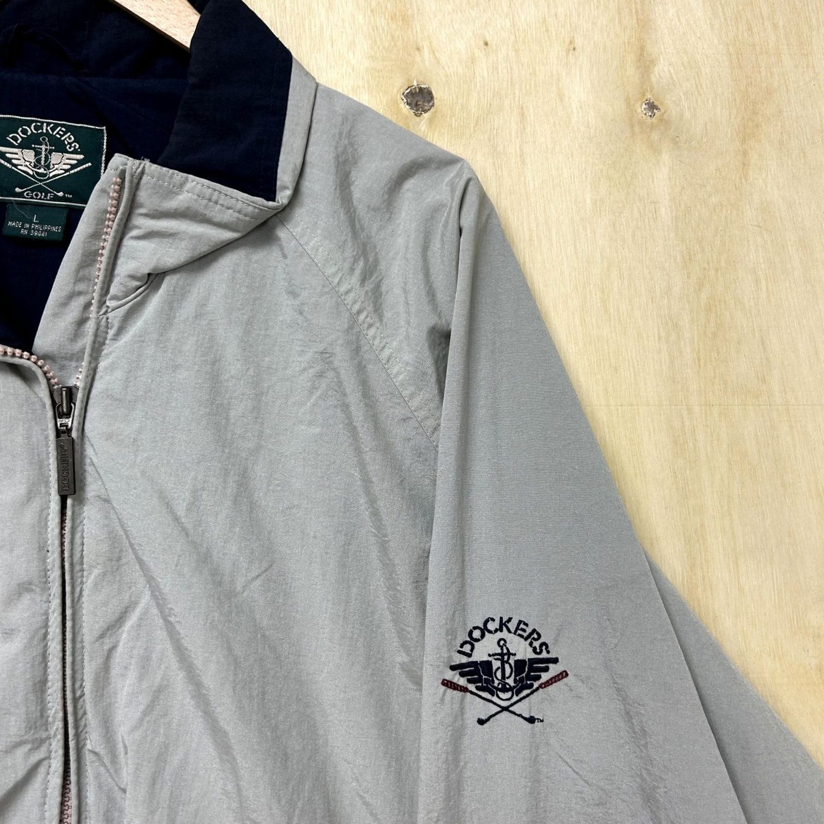 Dockers VINTAGE Dockers Golf Jacket Mens L Gray Nylon Windbreaker Full Zip Lined Size US L / EU 52-54 / 3 - 3 Thumbnail