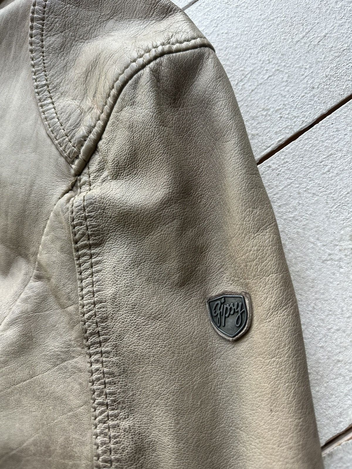 Gypsy 🚨VNTG LEATHER JACKET AVANT GARDE ASYMMETRICAL BROWN MOTO Size US M / EU 48-50 / 2 - 6 Thumbnail