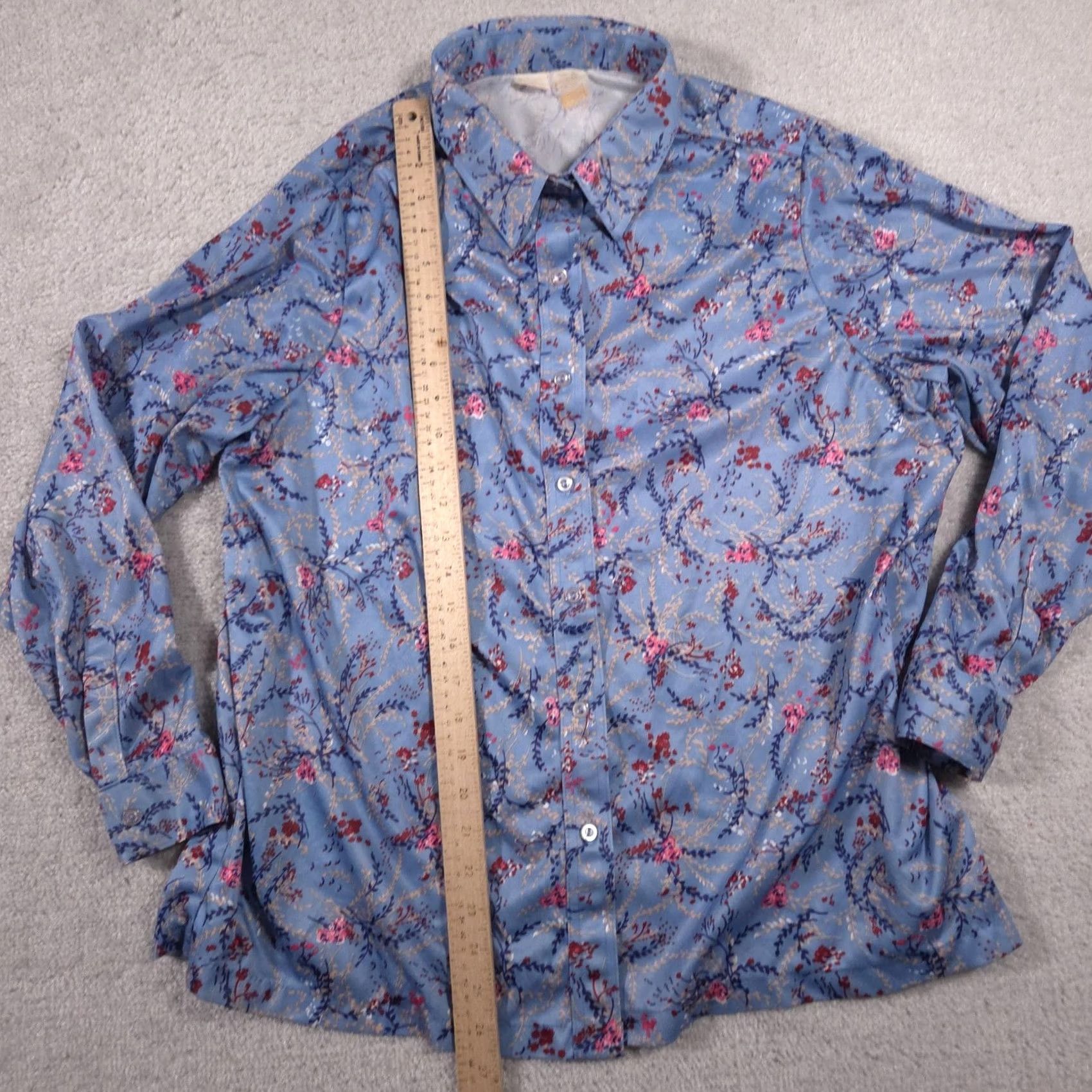 Vintage Vintage Montgomery Ward Floral Shirt Womens XL Blue Button-Down Blouse 90s Size XL / US 12-14 / IT 48-50 - 7 Thumbnail