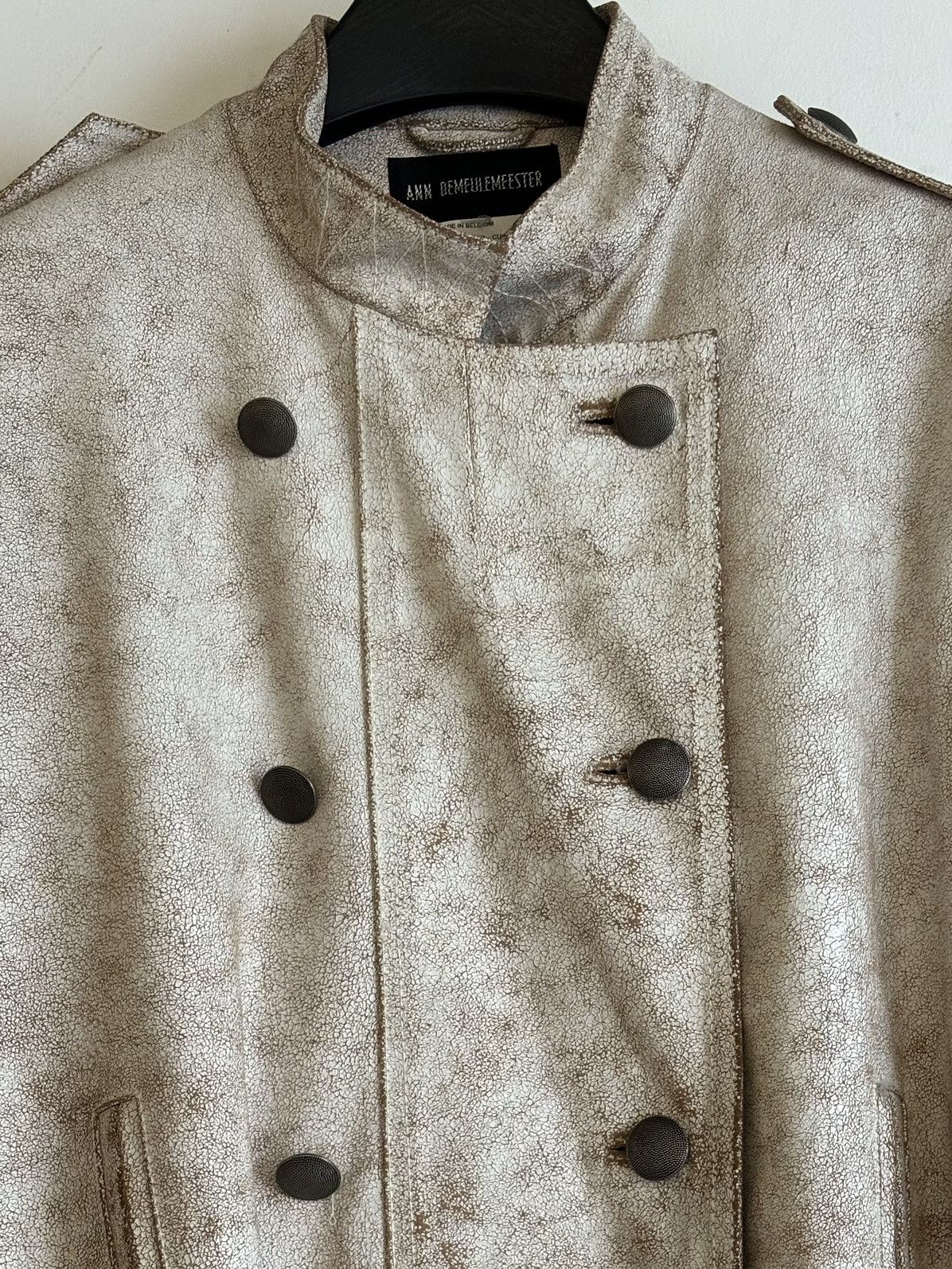Ann Demeulemeester Ann Demeulemeester | SS2002 Crackled Military Leather Jacket Size US S / EU 44-46 / 1 - 1 Thumbnail