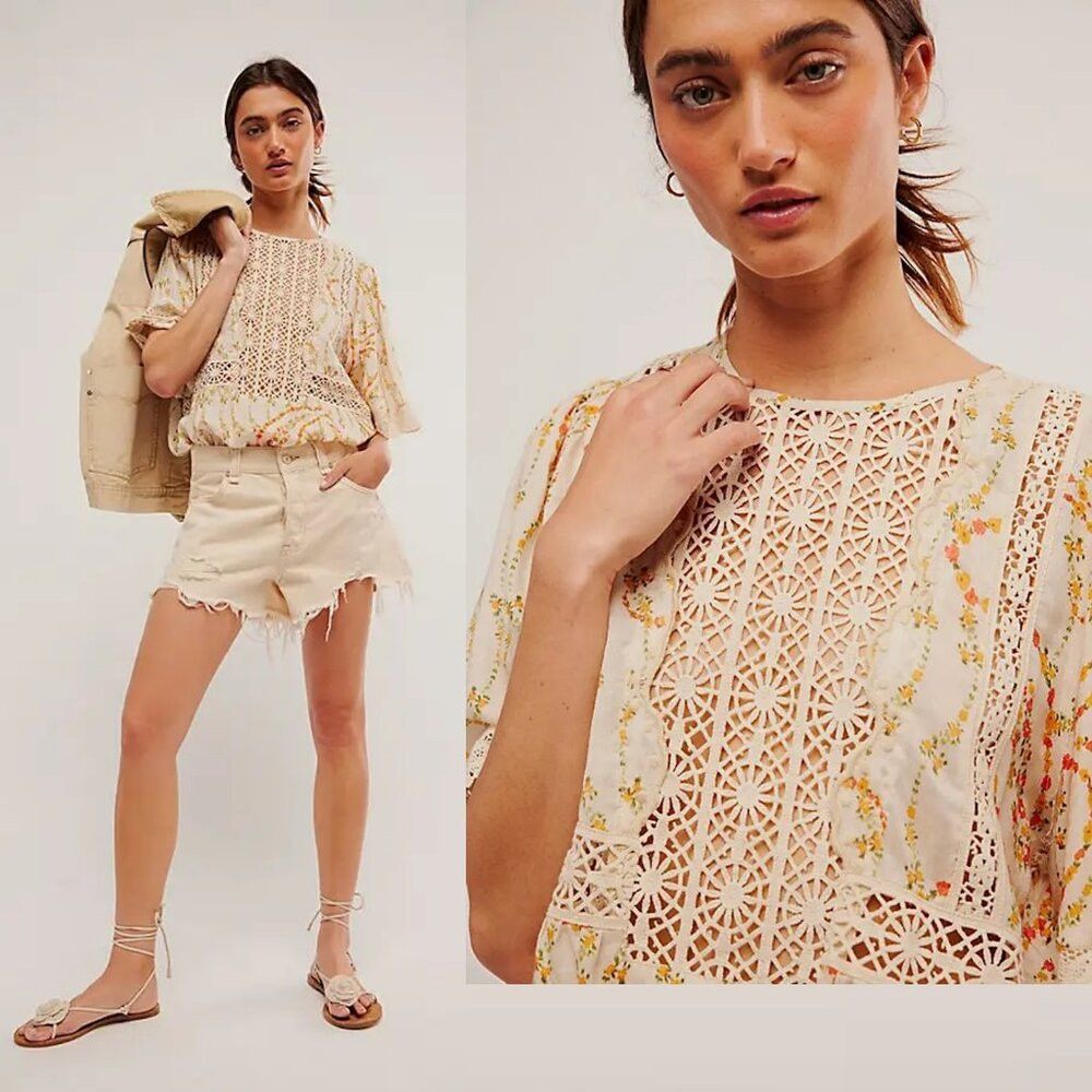 Free People NWT New $128 Free People Bali Tate Tapioca Bodysuit Size XS Size XS / US 0-2 / IT 36-38 - 1 Thumbnail
