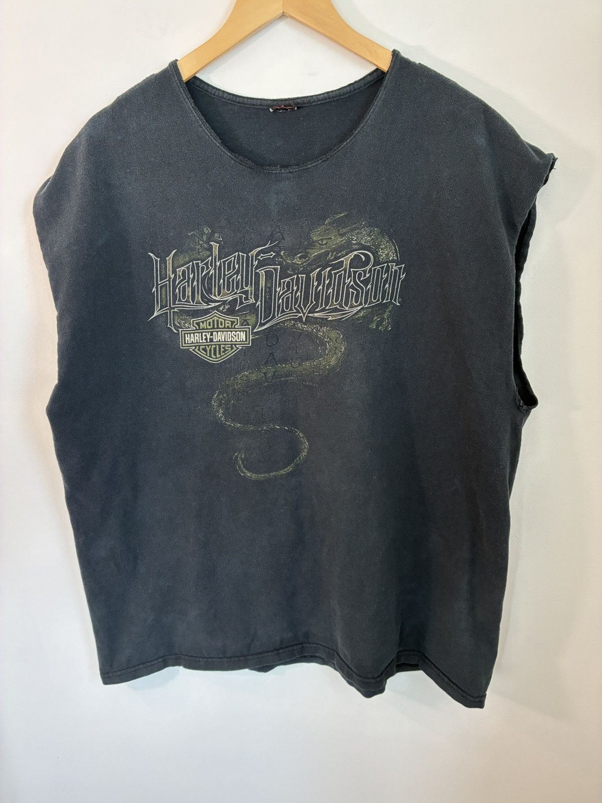 Harley Davidson Thrashed Green Dragon Harley Davidson Faded Cut Off Size US XL / EU 56 / 4 - 1 Thumbnail