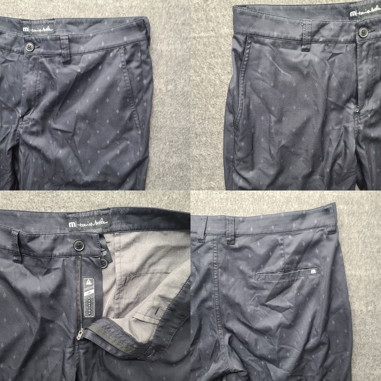 TravisMathew Travis Mathew Shorts Mens 36 Moonlight Regular Fit Golf Performance Stretch Black Floral Patch Zipper Pockets Slim Front - 10 In inseam Size US 36 / EU 52 - 8 Thumbnail