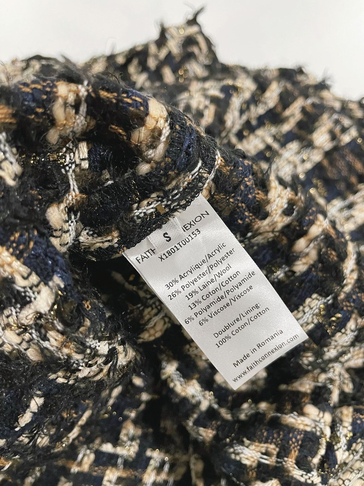 Faith Connexion Faith Connexion multicolor black-beige tweed oversized shirt Size US S / EU 44-46 / 1 - 9 Thumbnail
