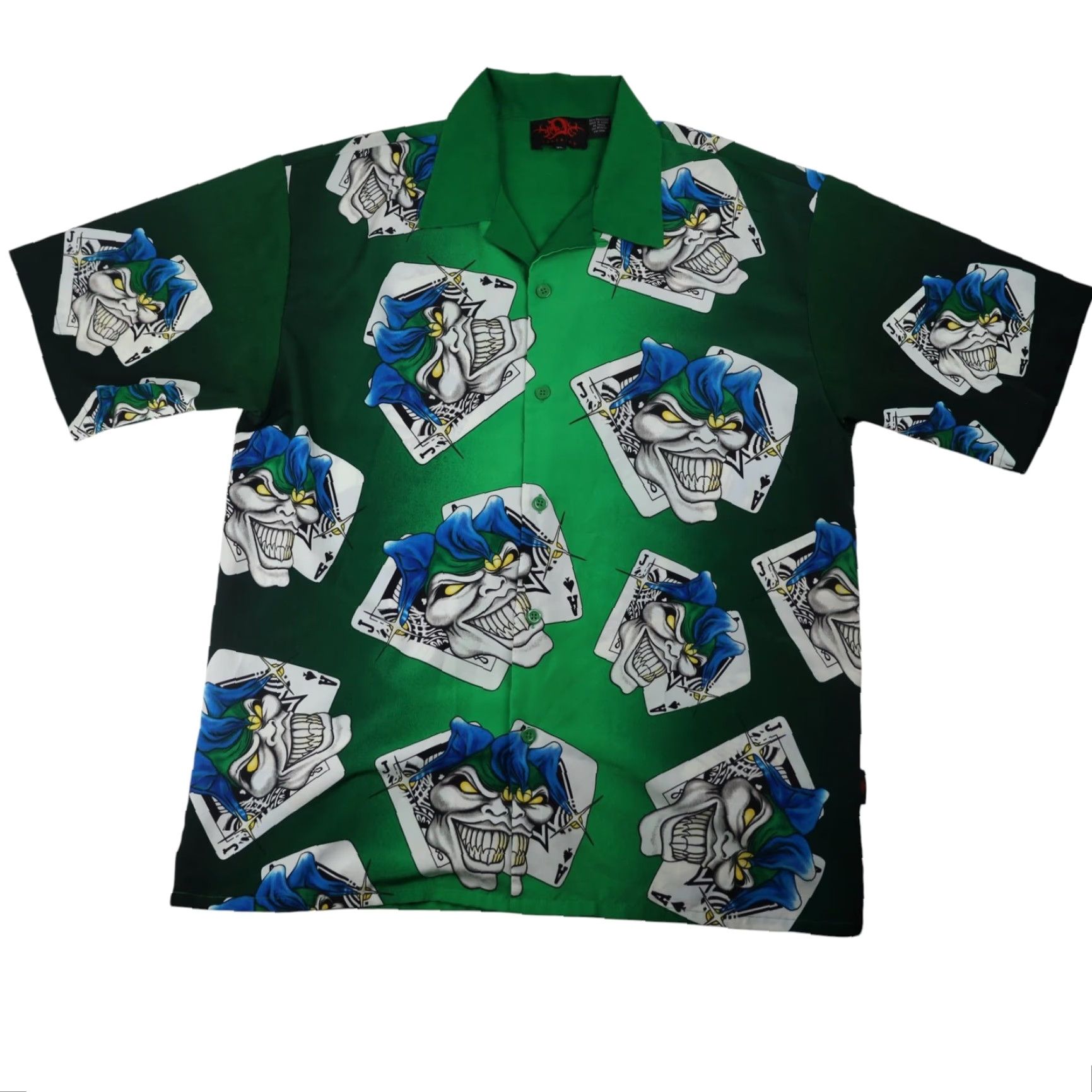 Vintage VINTAGE Y2K DC Clothing Polyester Joker Card Button Up Shirt Mens XL Green Short Sleeve Button Up Shirt Size US XL / EU 56 / 4 - 2 Thumbnail