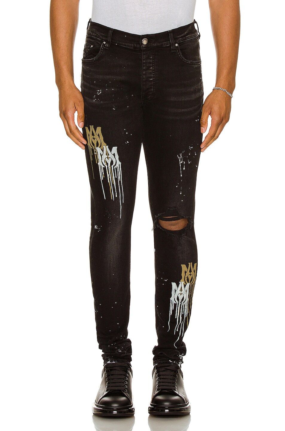 Amiri o1w1db10525 MA Drip Jeans in Aged Black Size US 34 / EU 50 - 3 Thumbnail
