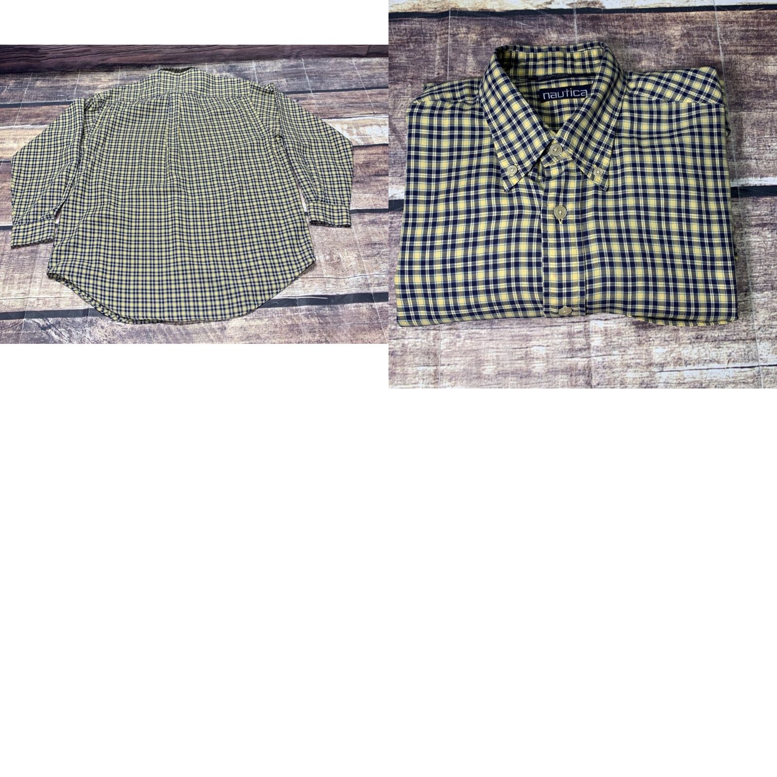 Nautica Nautica Button-Down Long Sleeve Shirt Plaid Cotton Mens Large Yellow Black Multicolor Pattern Classic Preppy Shirt Mens L Size US L / EU 52-54 / 3 - 8 Thumbnail