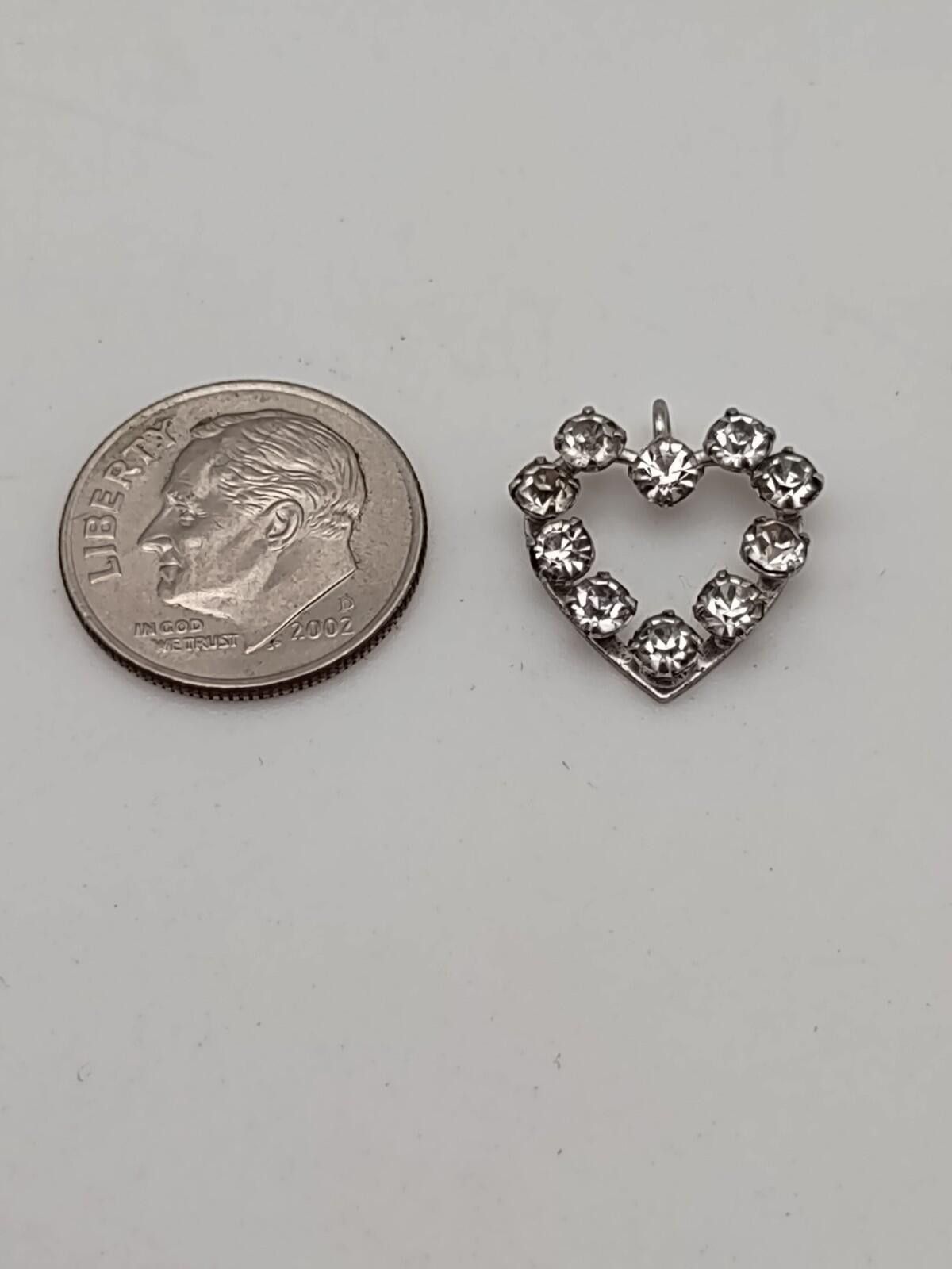 The Unbranded Brand Sterling Silver Heart CZ Pendant Small Open Heart Size ONE SIZE - 2 Thumbnail