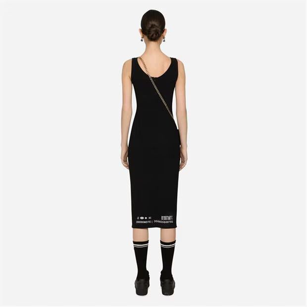 Dolce & Gabbana o1g2r1mq1024 Jersey Midi Dress in Black Size M / US 6-8 / IT 42-44 - 4 Thumbnail