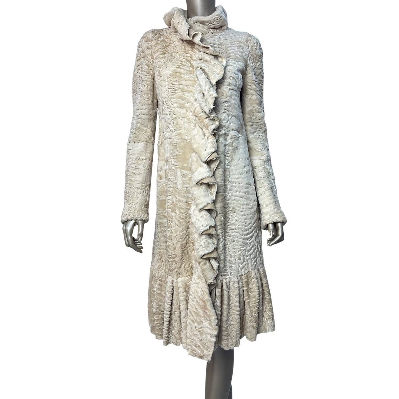 Giambattista Valli Giambattista Valli Karakul Fur Ruffle Trim Coat Sz.38 Size XS / US 0-2 / IT 36-38 - 2 Thumbnail