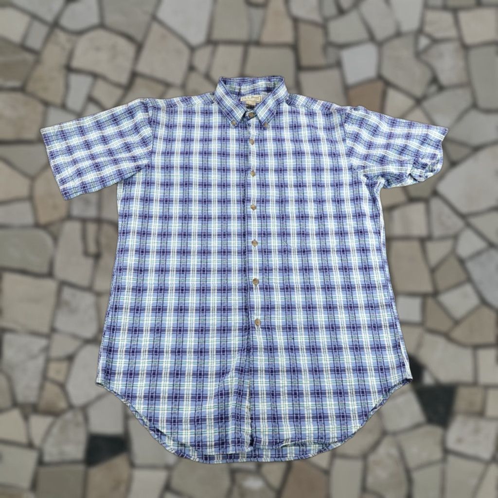 Vintage VINTAGE L.L. Bean Button-Up Shirt Mens Medium Tall Blue Plaid 90s Casual Workwear Size US M / EU 48-50 / 2 - 1 Thumbnail