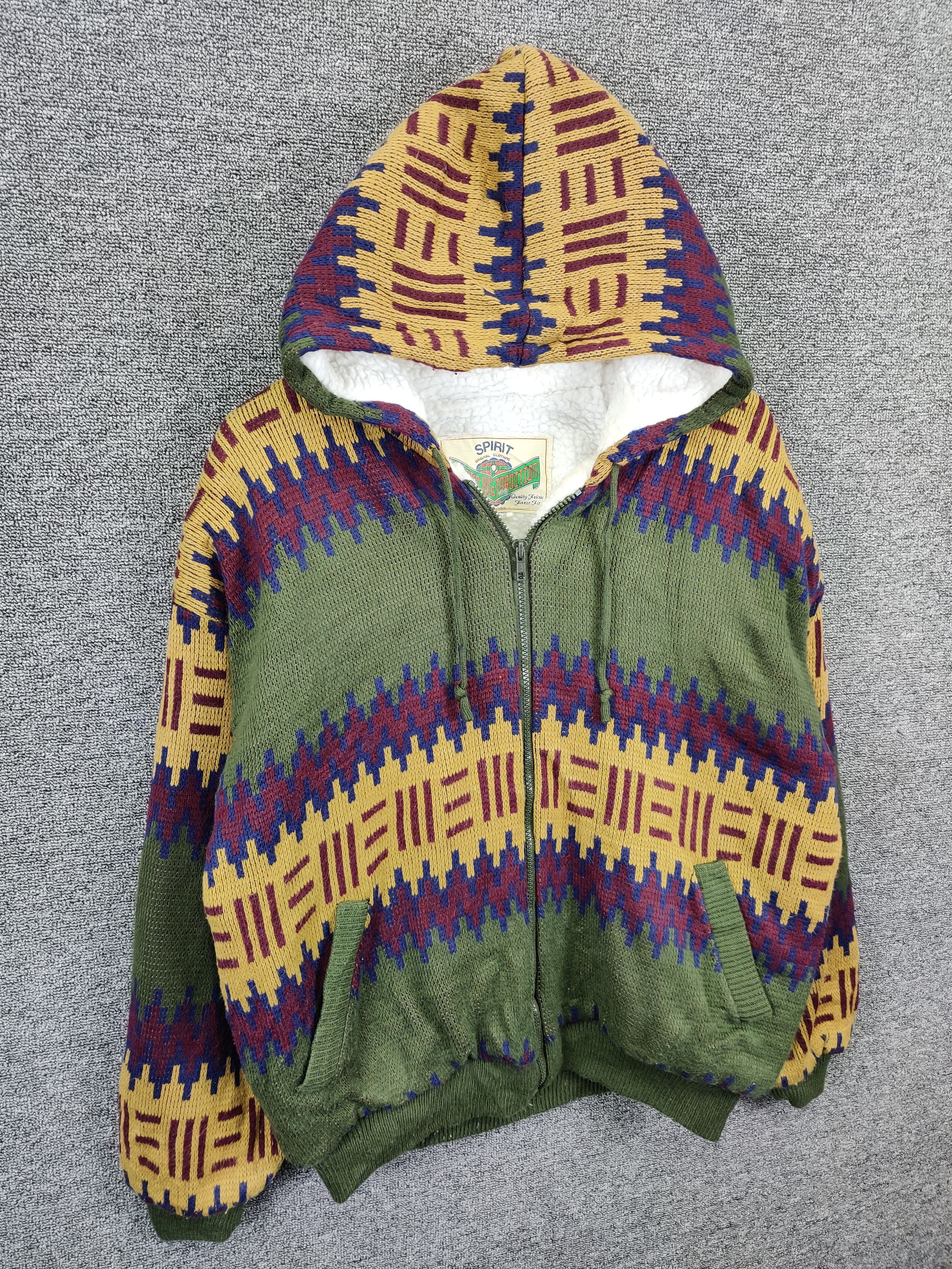 Japanese Brand Vintage Spirit Aztech Sherpa Hooded Jacket Nice Design Size US XL / EU 56 / 4 - 5 Thumbnail