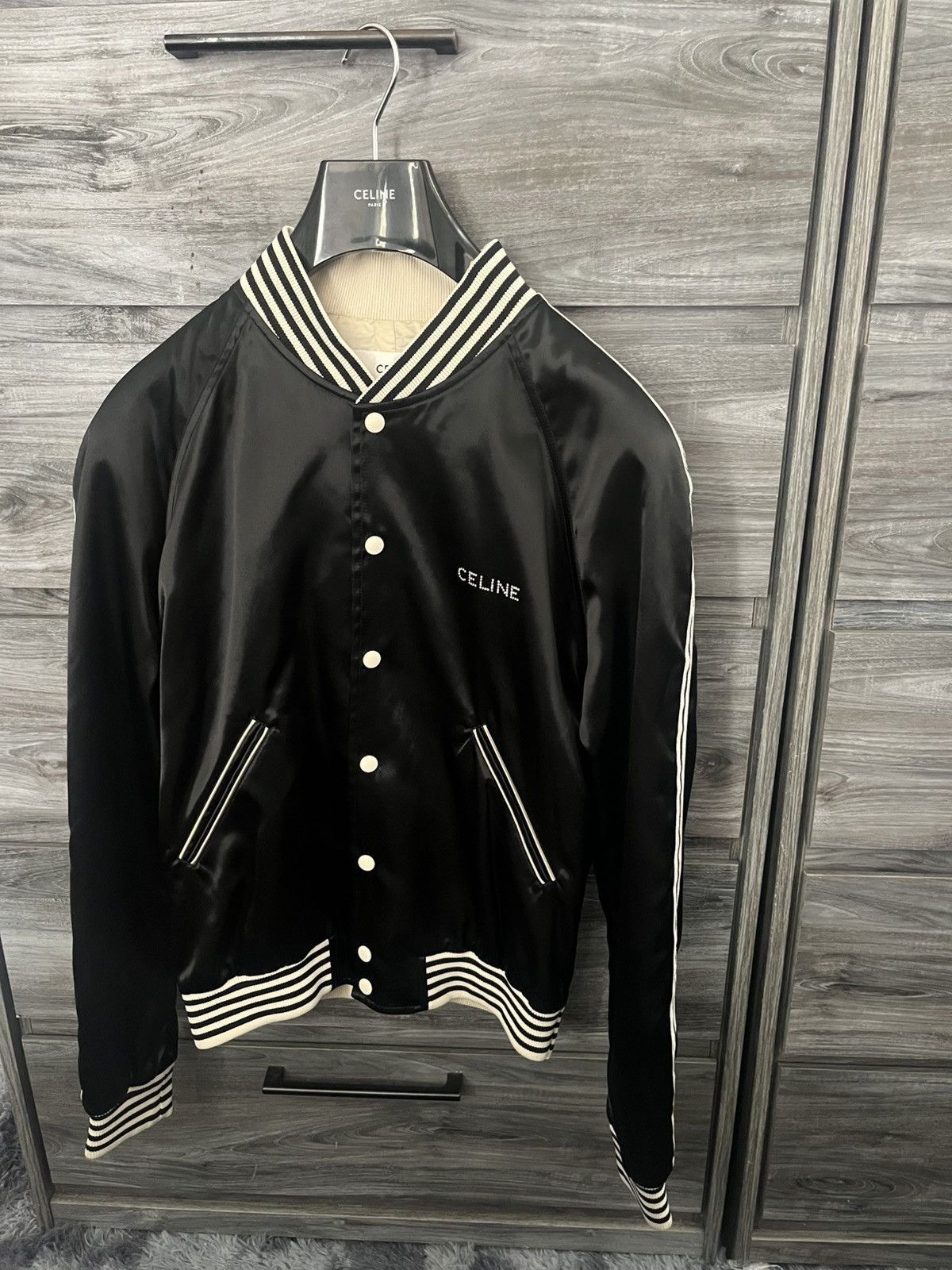 Celine Celine Crystal Embroidered Satin Bomber Size US M / EU 48-50 / 2 - 2 Thumbnail