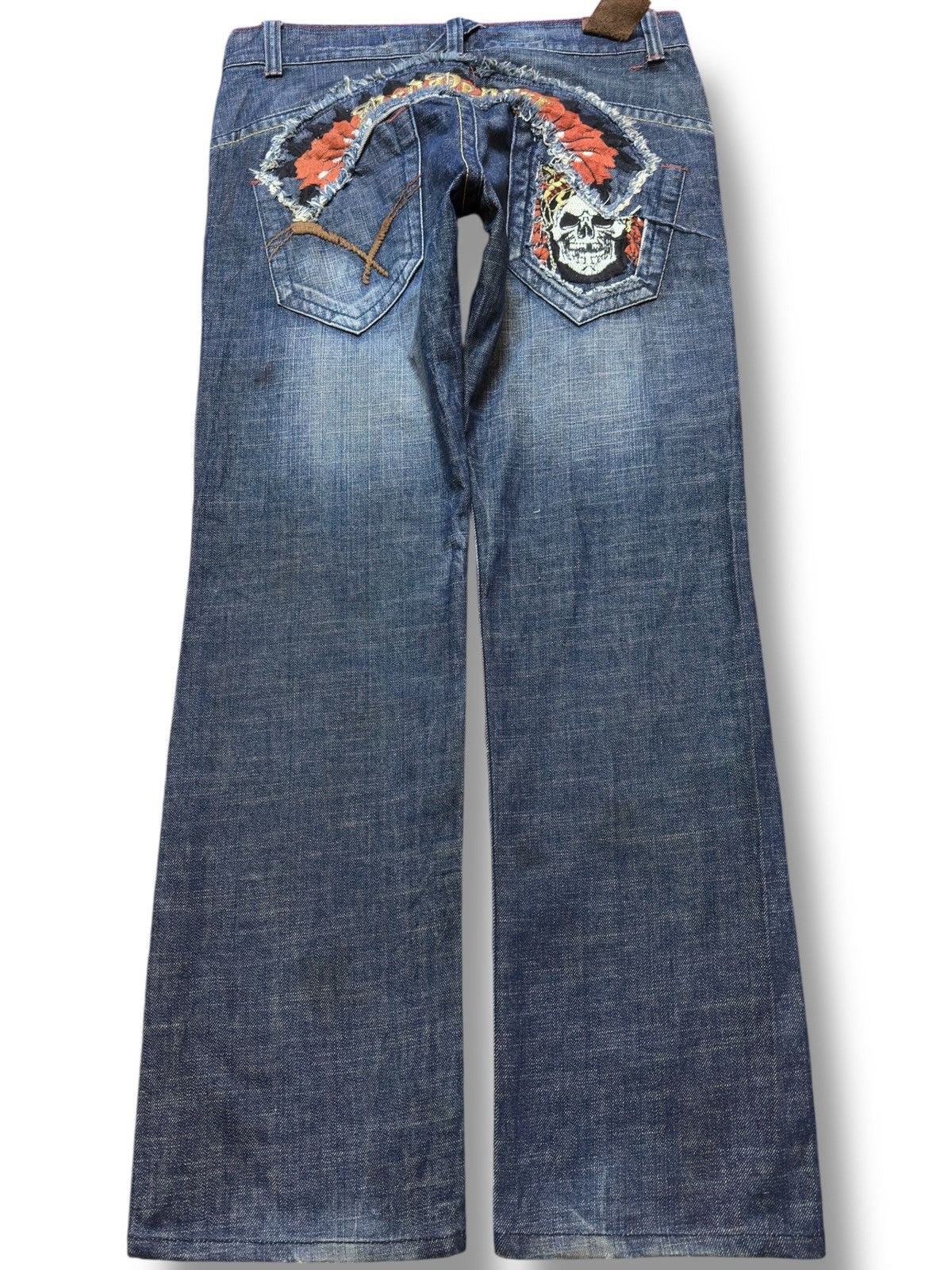 Ed Hardy Vintage Red Pepper Skulls Embroided Punk Denim Size US 33 - 5 Thumbnail