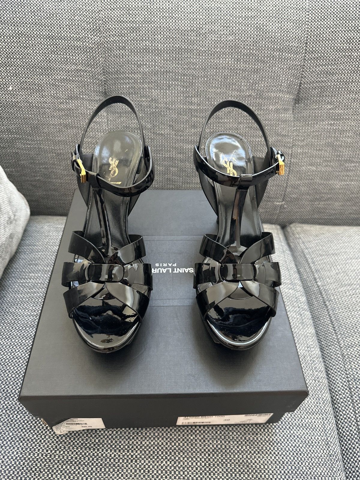 Yves Saint buy Laurent Vitello Vernice Soft Nero Size 37