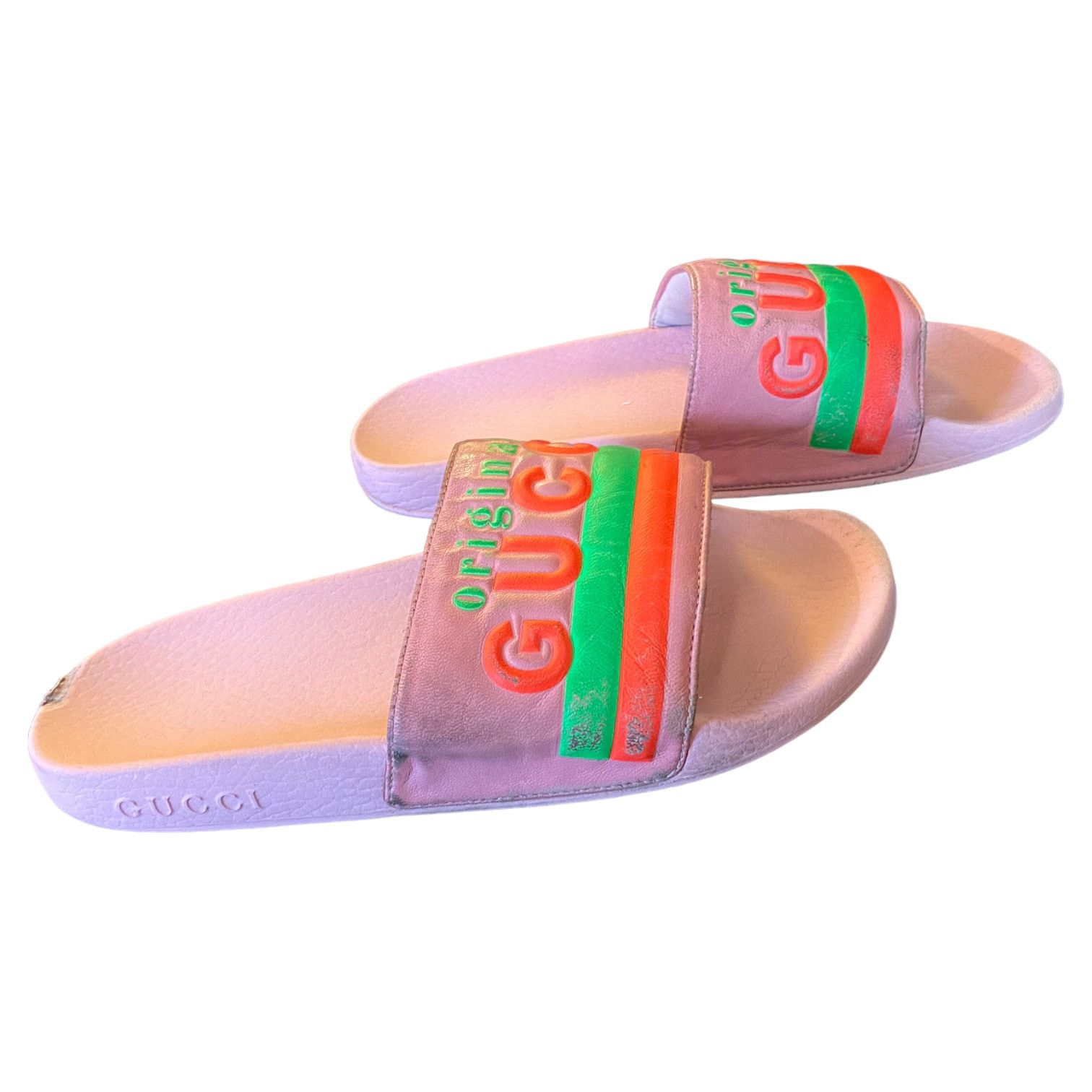 Auth Gucci Limited Edition Neon Pink Pool Beach Slides 6