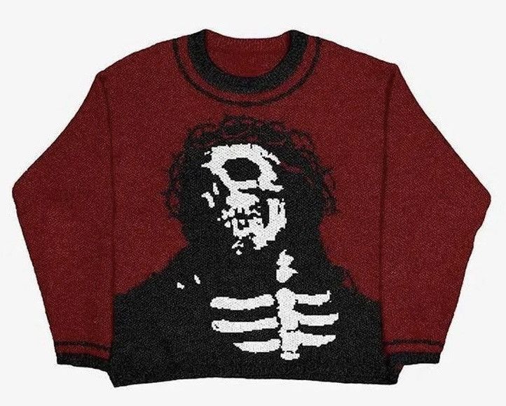 Gothic Skeleton Graphic Knit Sweater