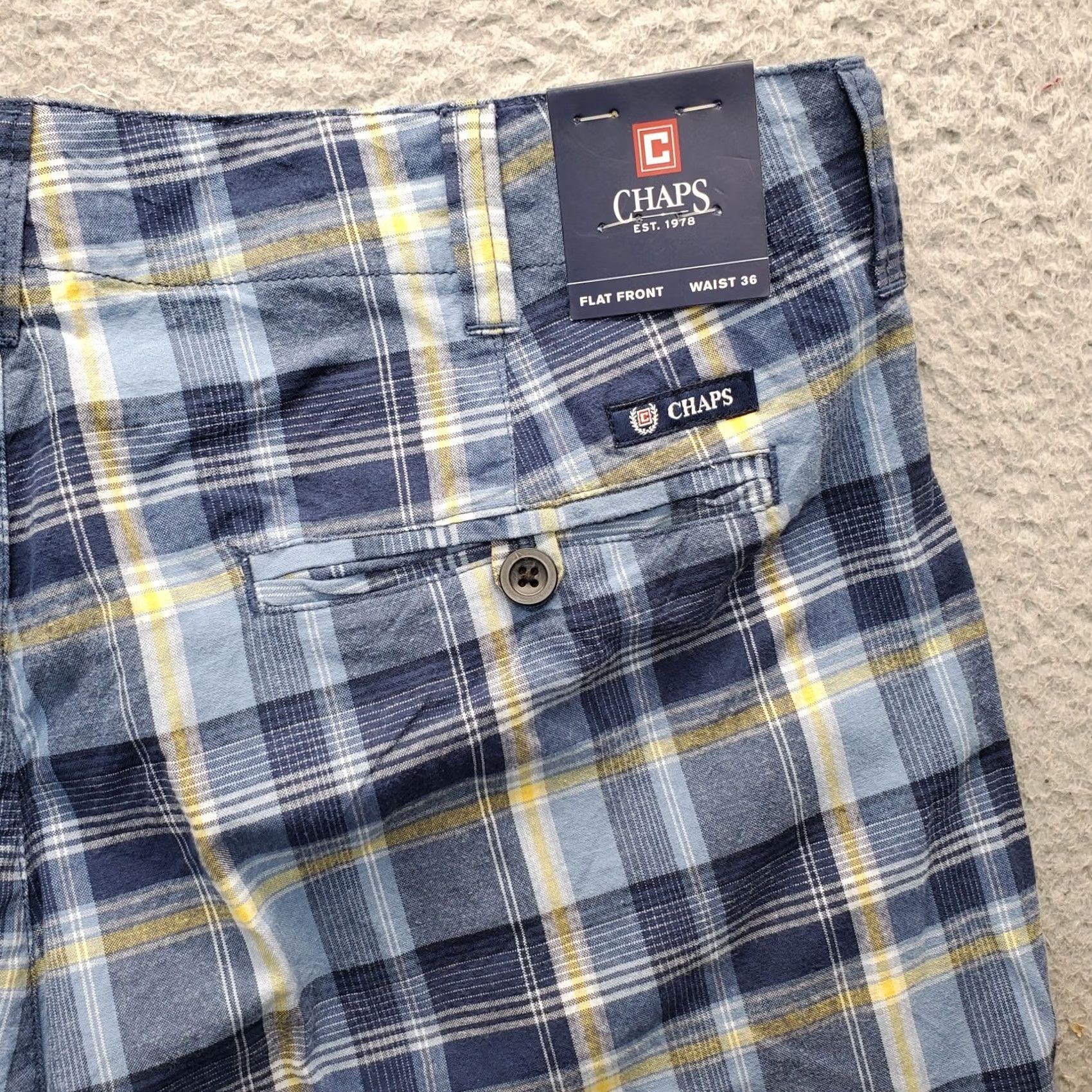 Chaps Chaps Mens Chino Shorts Plaid Multicolor Flat Front 36W Slash Pocket Size 36 Mens Shorts Size US 36 / EU 52 - 8 Thumbnail