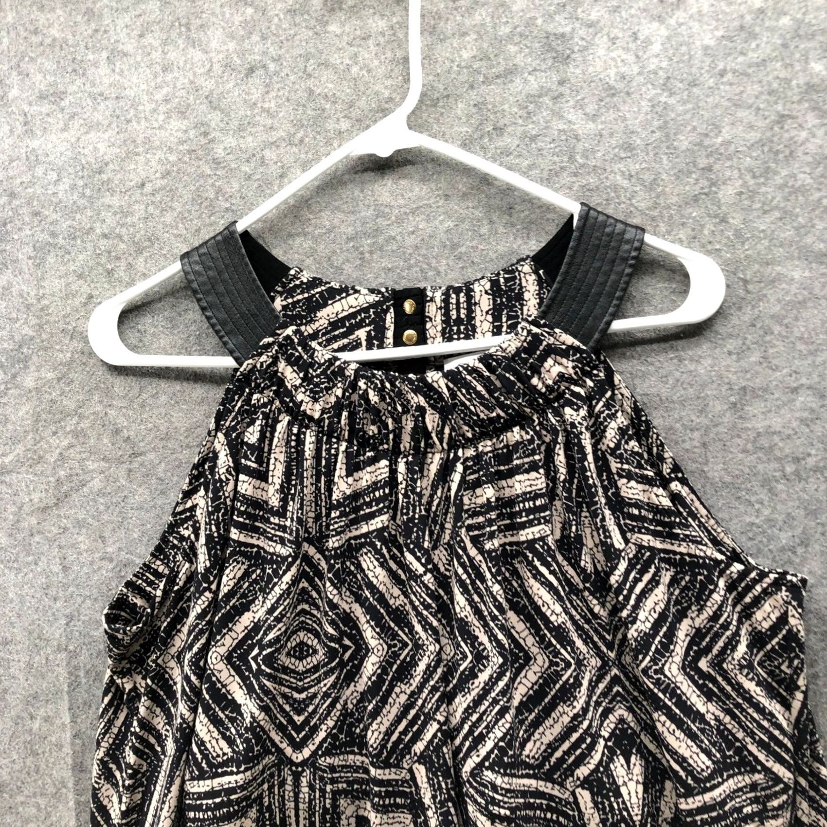Calvin Klein Calvin Klein Geometric Halter Top Womens XL Black Tan Sleeveless Jersey Blouson Size XL / US 12-14 / IT 48-50 - 5 Thumbnail
