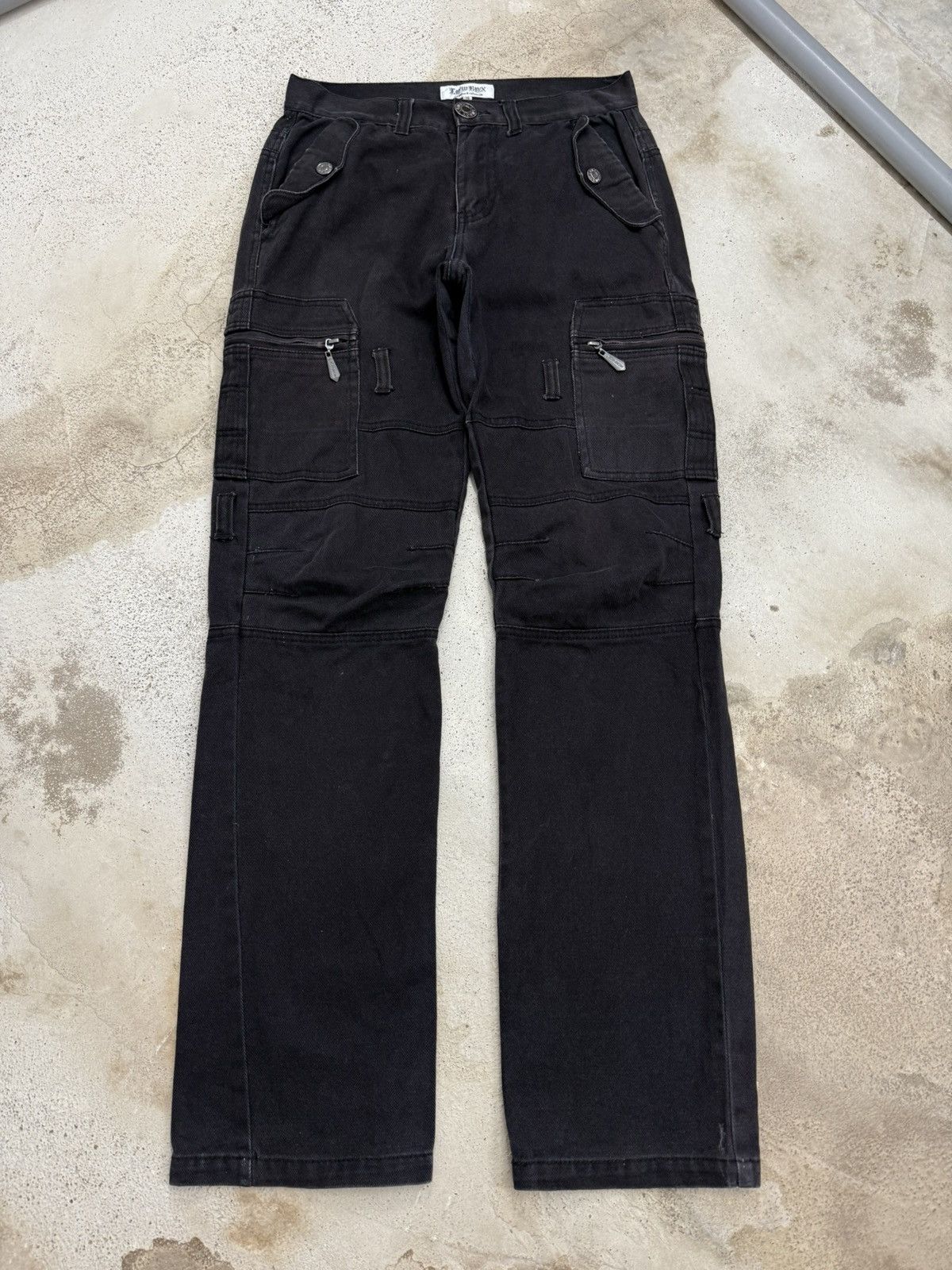 LOWBOX Lowbox Sunfaded Cargo Biker Denim Pants Size US 28 / EU 44 - 1 Thumbnail