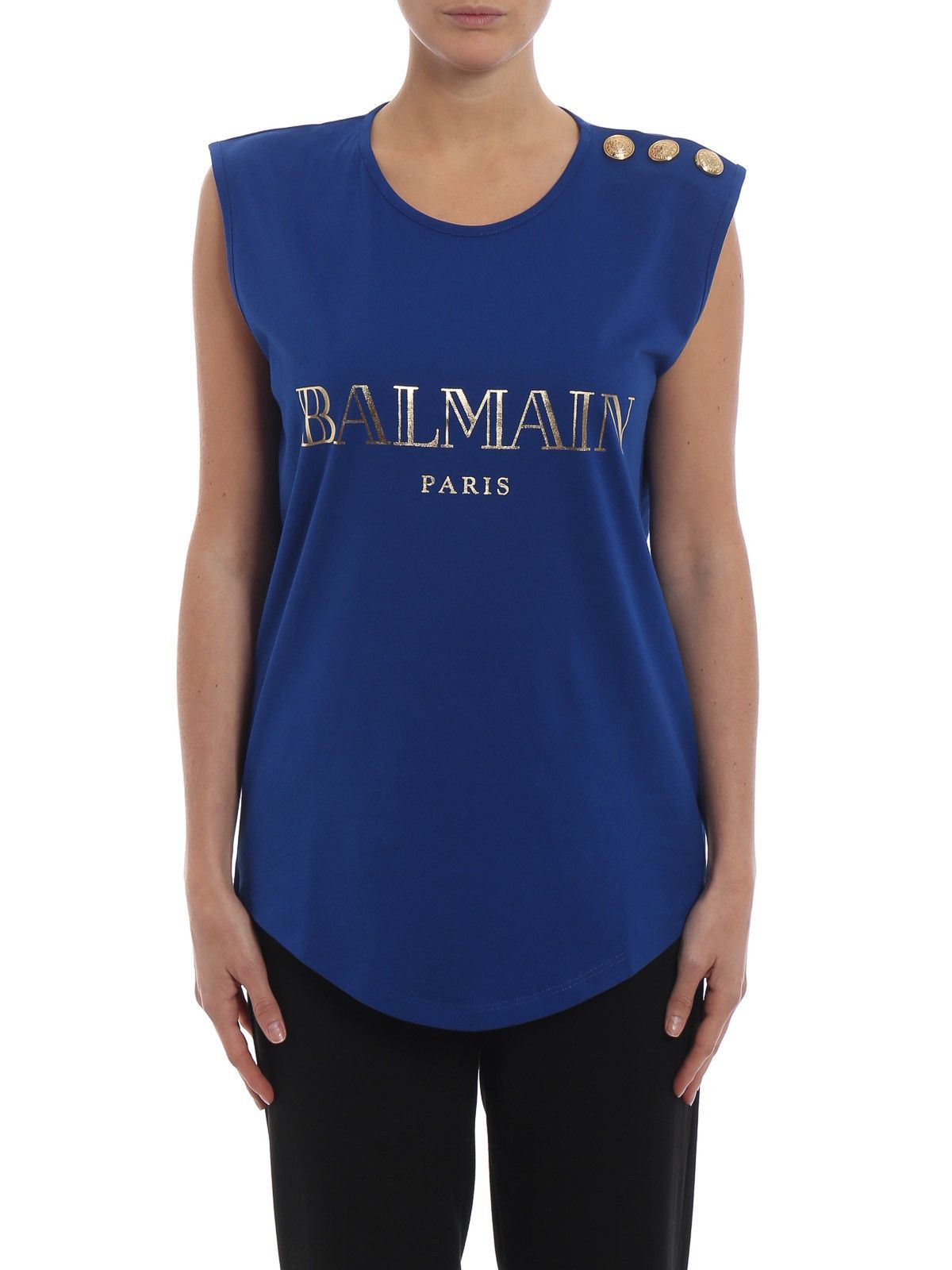 Balmain Balmain Blue Cotton Iconic Tank Top Size S / US 4 / IT 40 - 1 Thumbnail