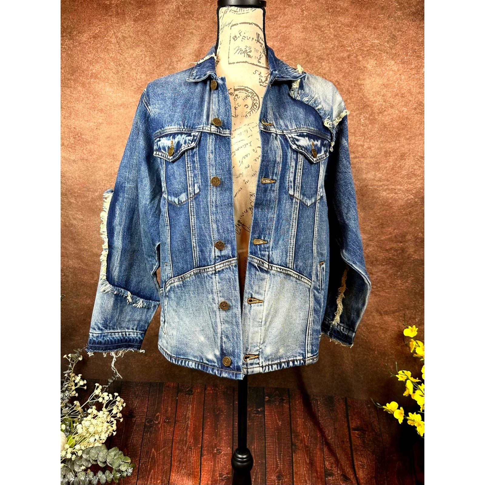 Free People Free PeopleXSandrine Rose Patchwork Trucker Jacket S Size S / US 4 / IT 40 - 6 Thumbnail