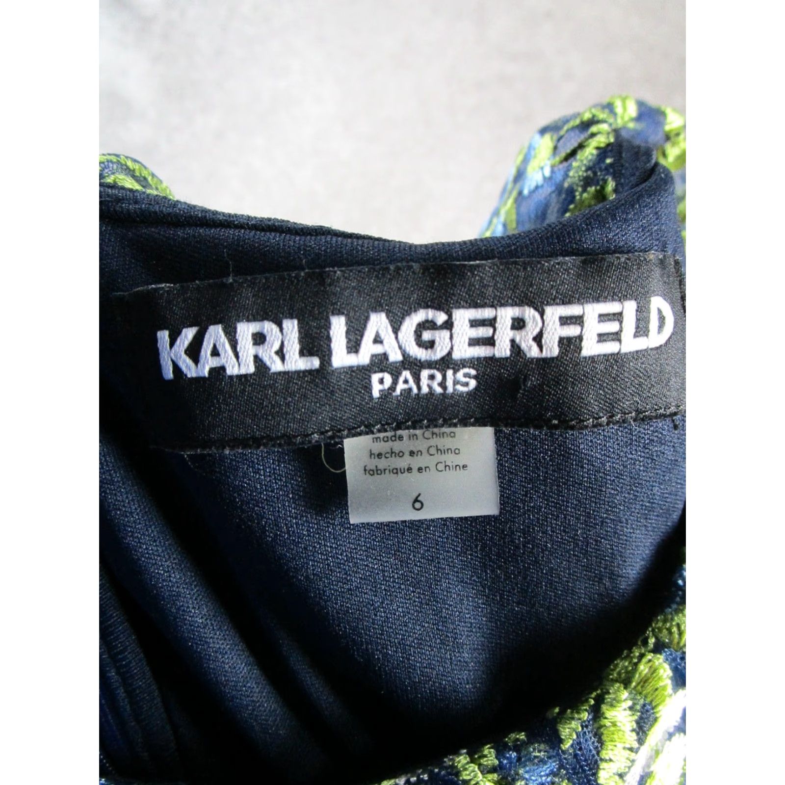 Karl Lagerfeld Karl Lagerfeld Dress Womens 6 Blue Floral Embroidered Pencil Sheath Short Sleeve Boat Neck Size M / US 6-8 / IT 42-44 - 3 Thumbnail